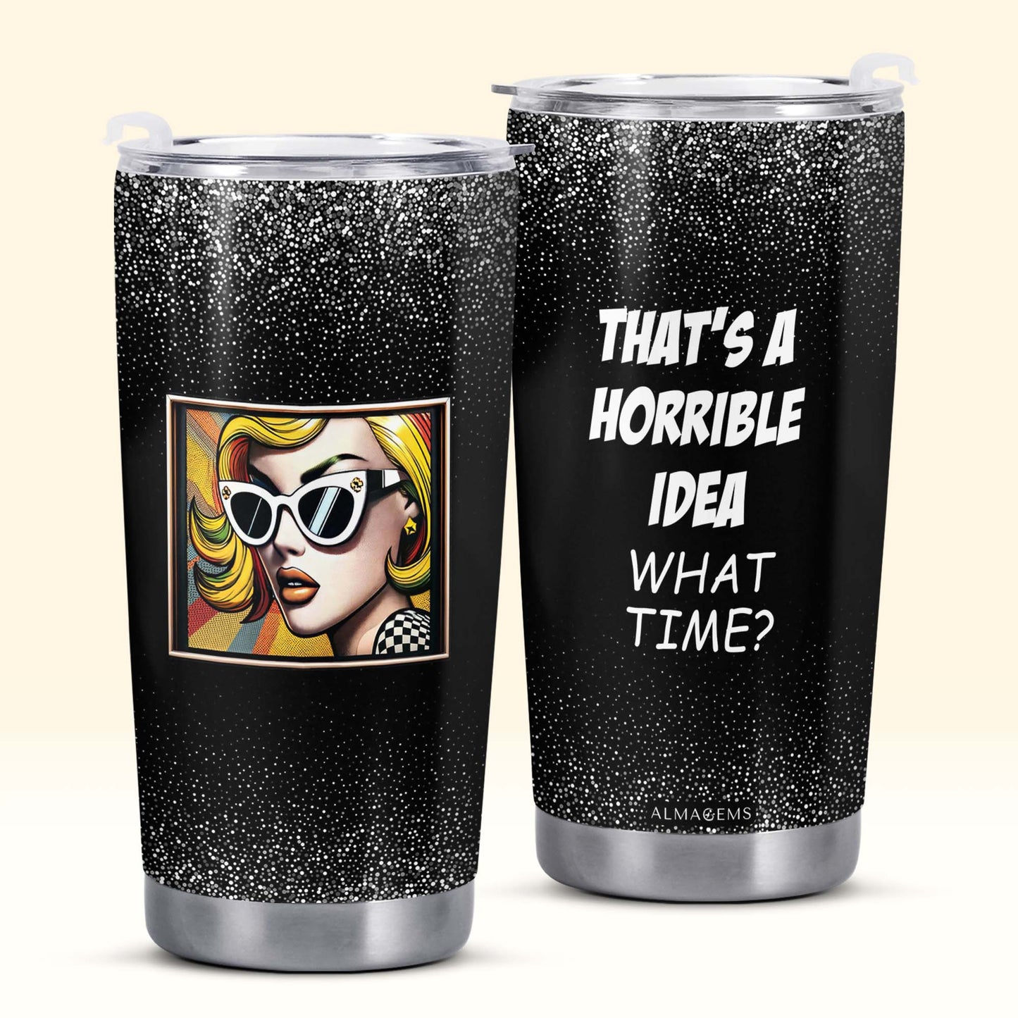 À quelle heure ? - Gobelet personnalisé en acier inoxydable 590 ml 750 ml - WHATTIME01TB