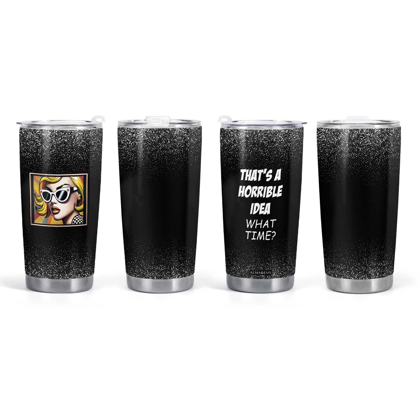 À quelle heure ? - Gobelet personnalisé en acier inoxydable 590 ml 750 ml - WHATTIME01TB