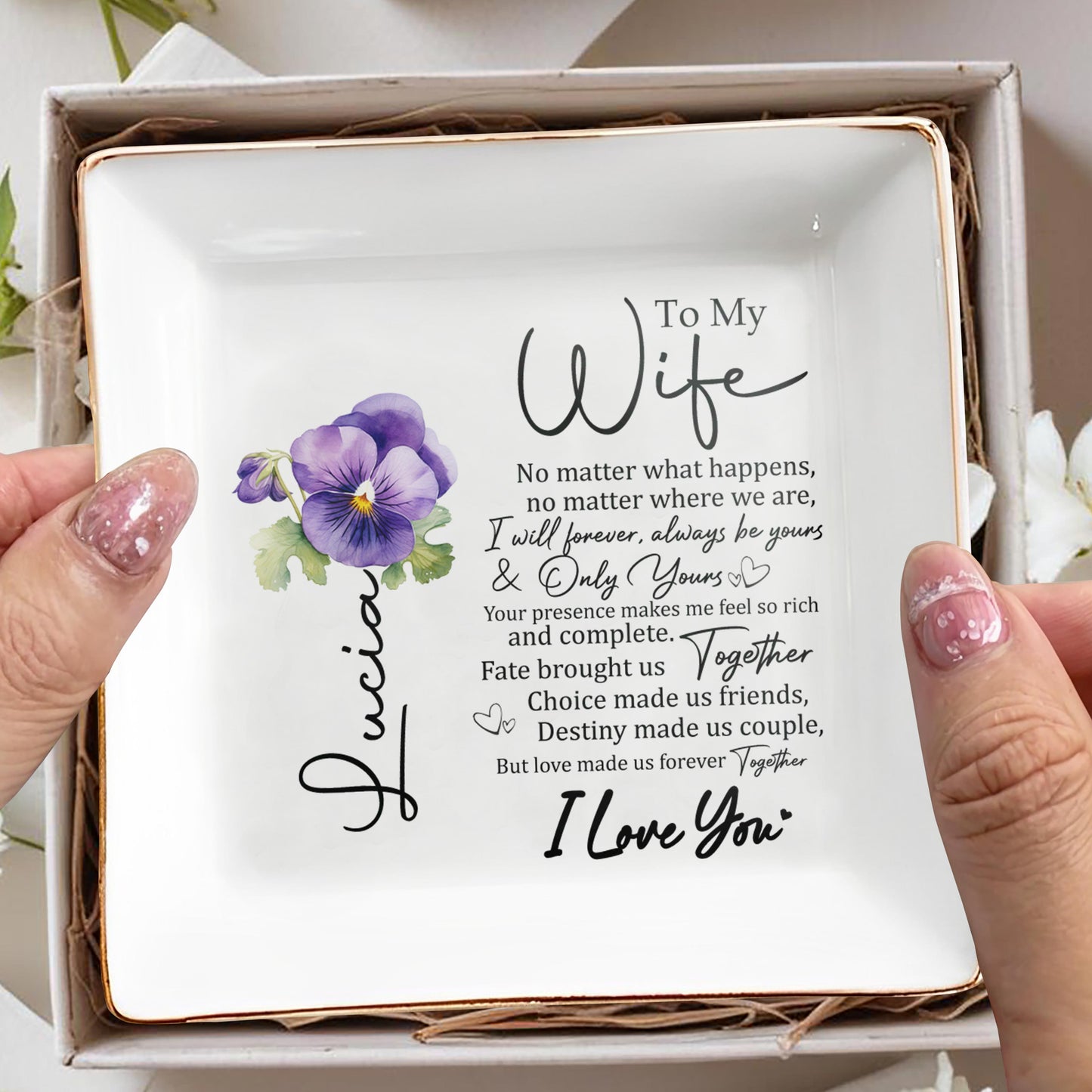 Un endroit pour tous vos trésors : Plat à bijoux personnalisé – WIF008_SCRD