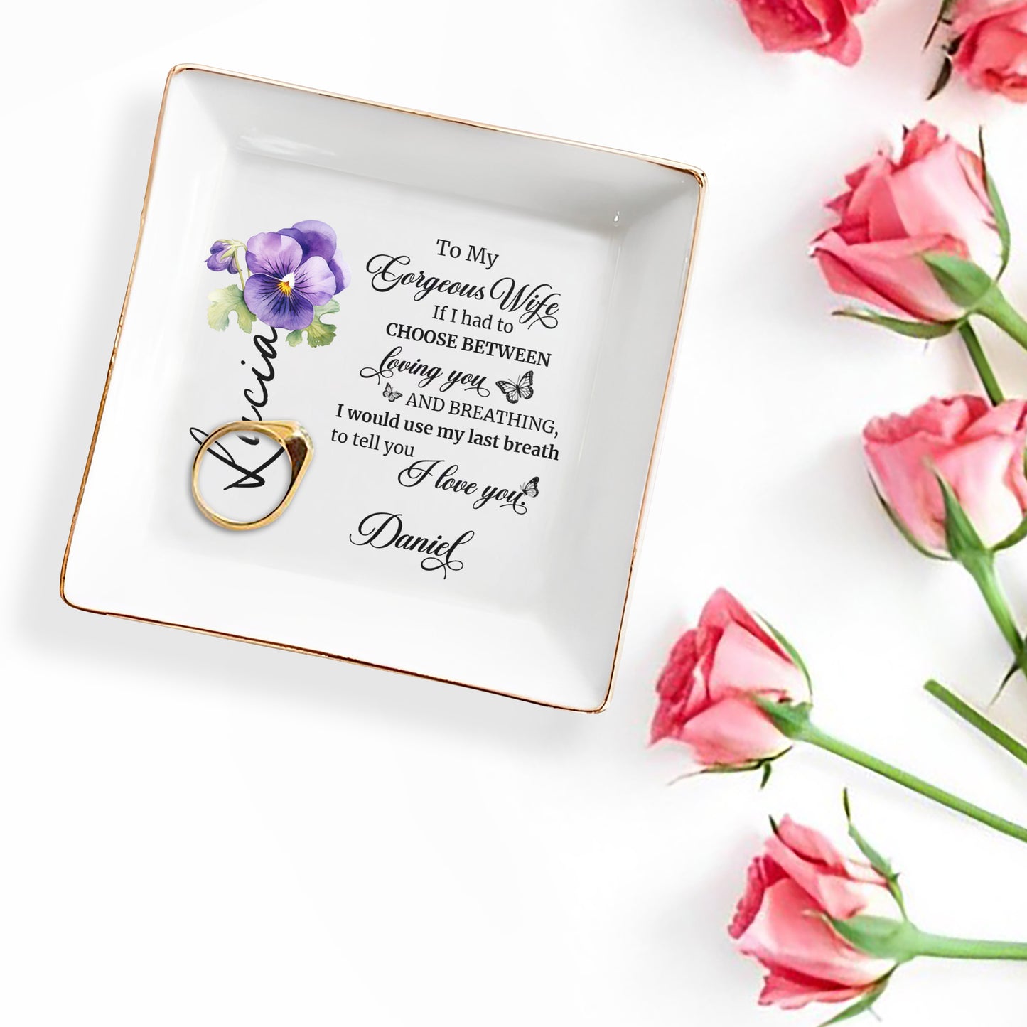 Choose Between Loving You And Breathing Romantic Quote With Violets And Butterflies