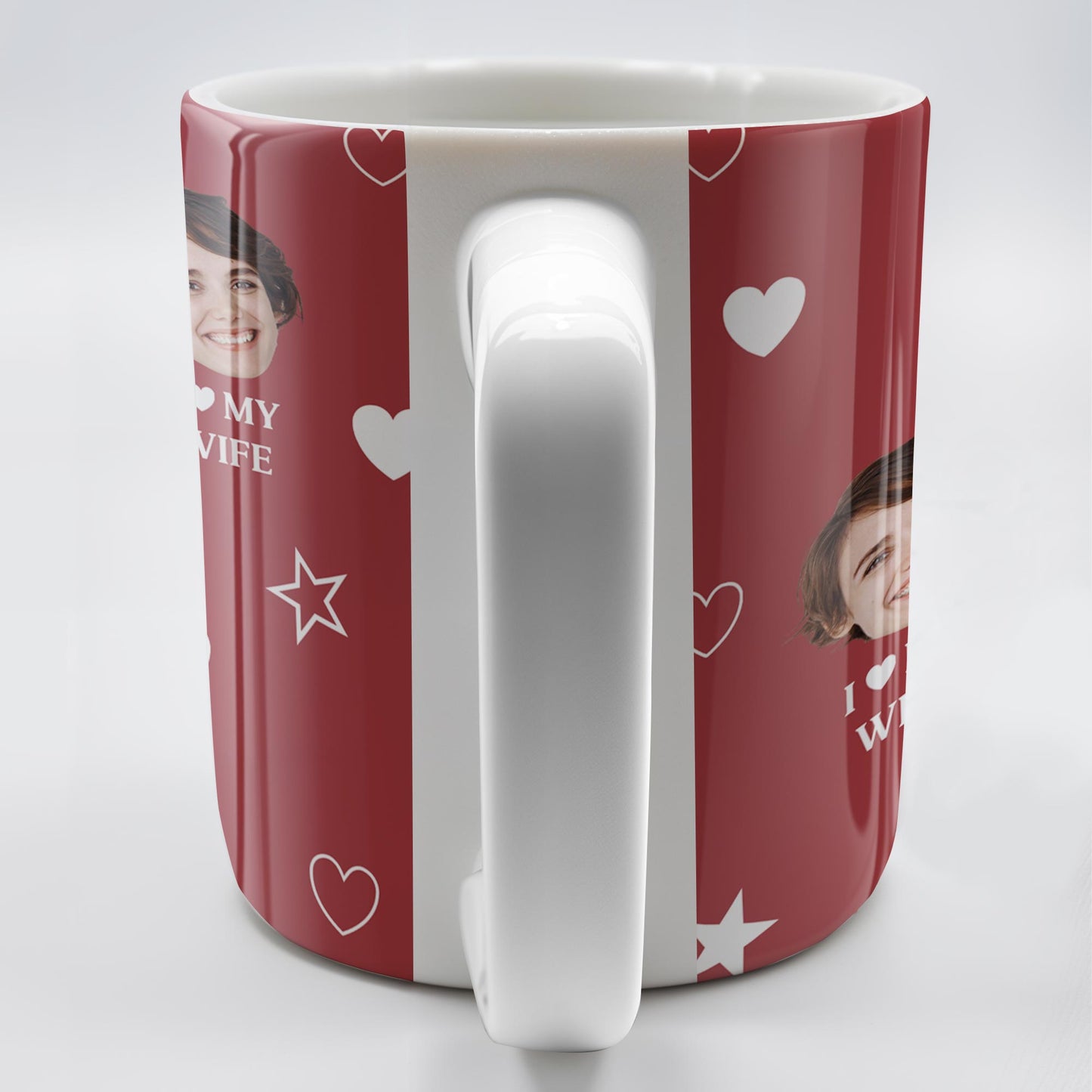 I Love My Wife Personalized Photo Mug With Hearts And Stars