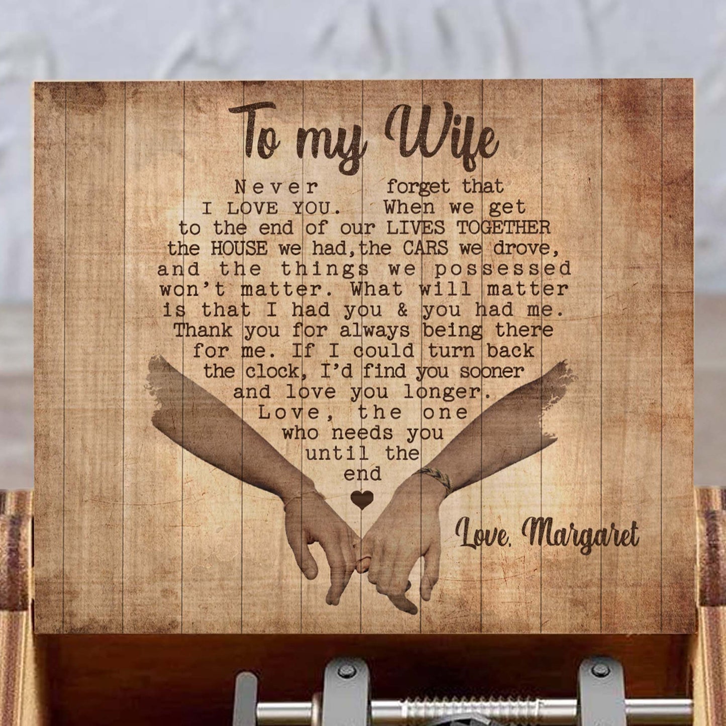 To My Wife, Love Message With Holding Hands And Hearts