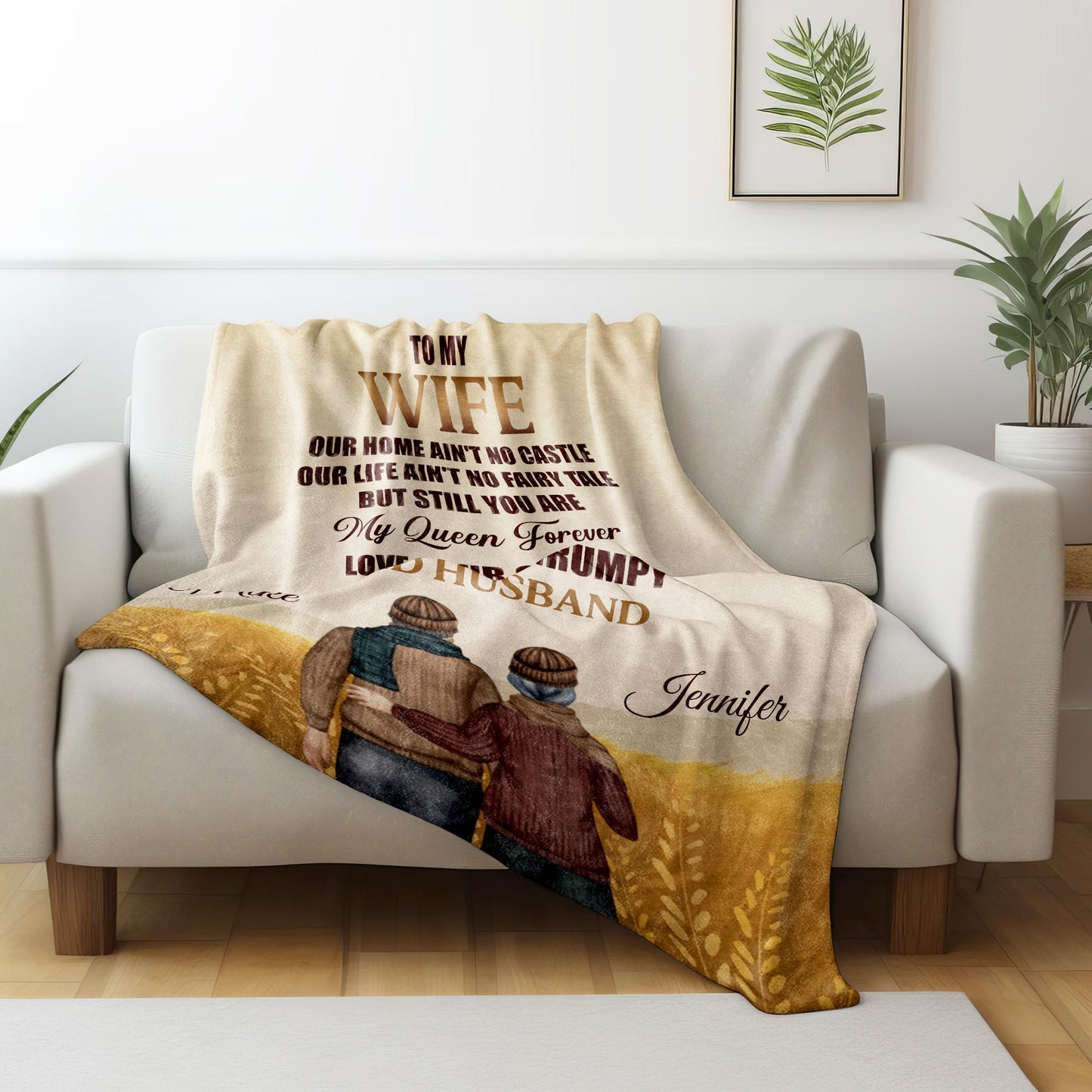Love Declaration To Wife From Grumpy Old Husband - Personalized Custom Blanket - WIF033_BLK