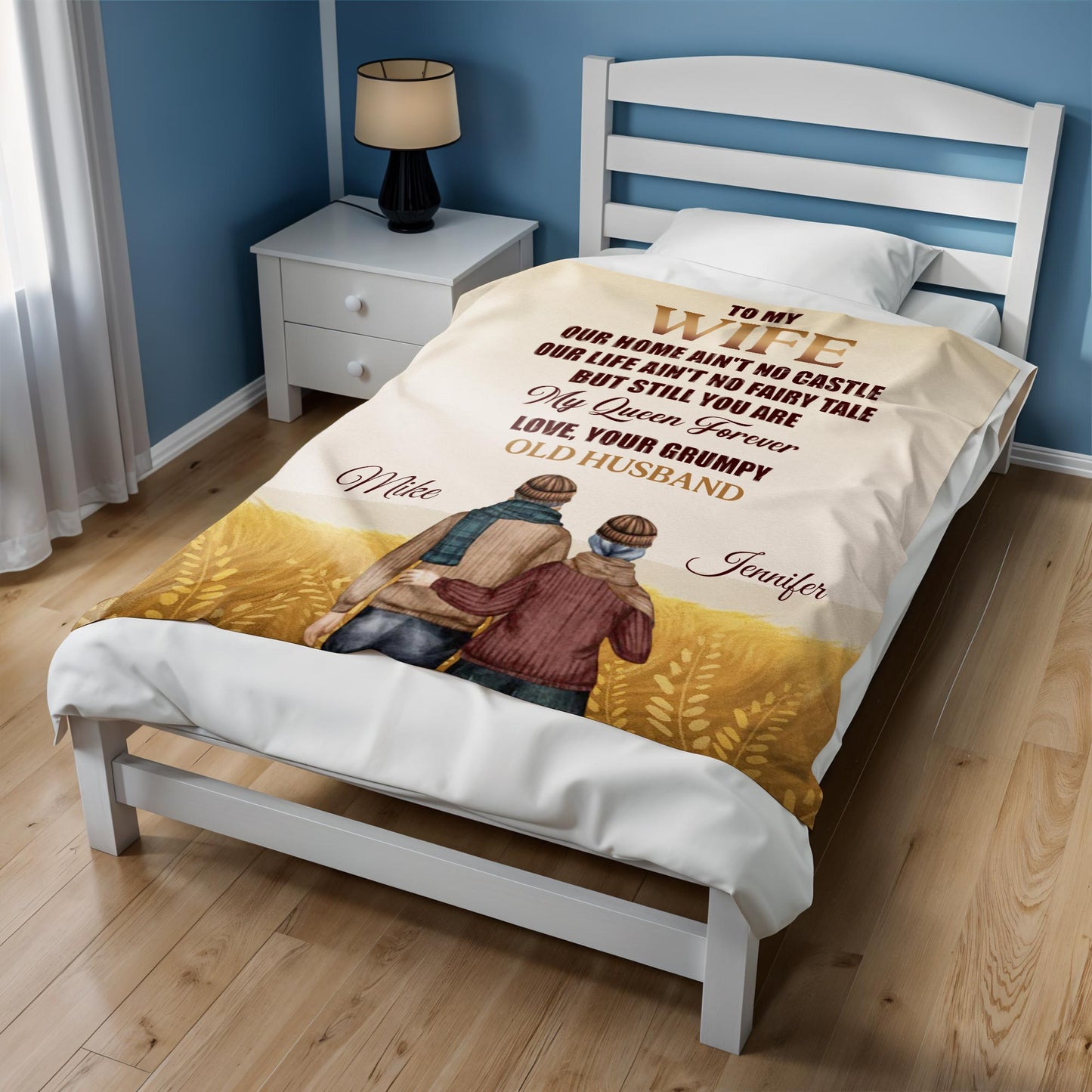 Love Declaration To Wife From Grumpy Old Husband - Personalized Custom Blanket - WIF033_BLK