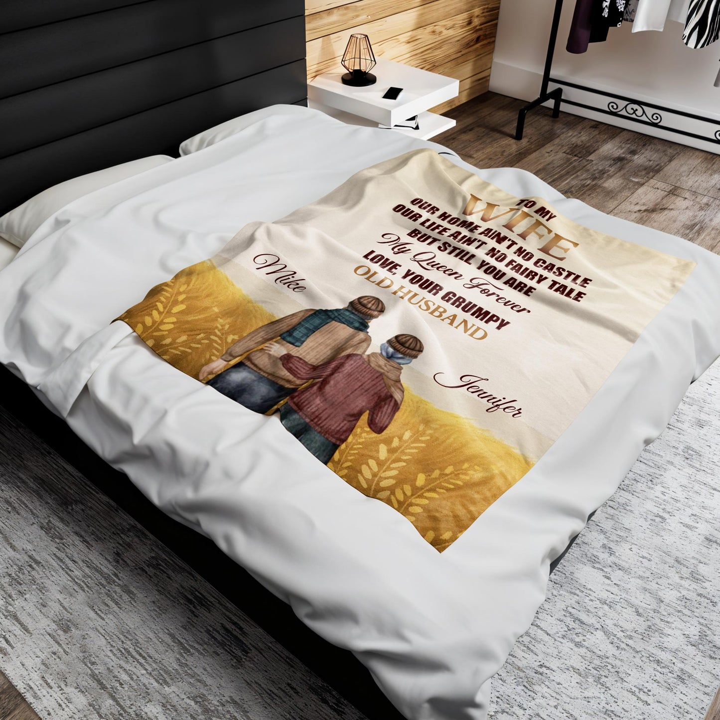 Love Declaration To Wife From Grumpy Old Husband - Personalized Custom Blanket - WIF033_BLK