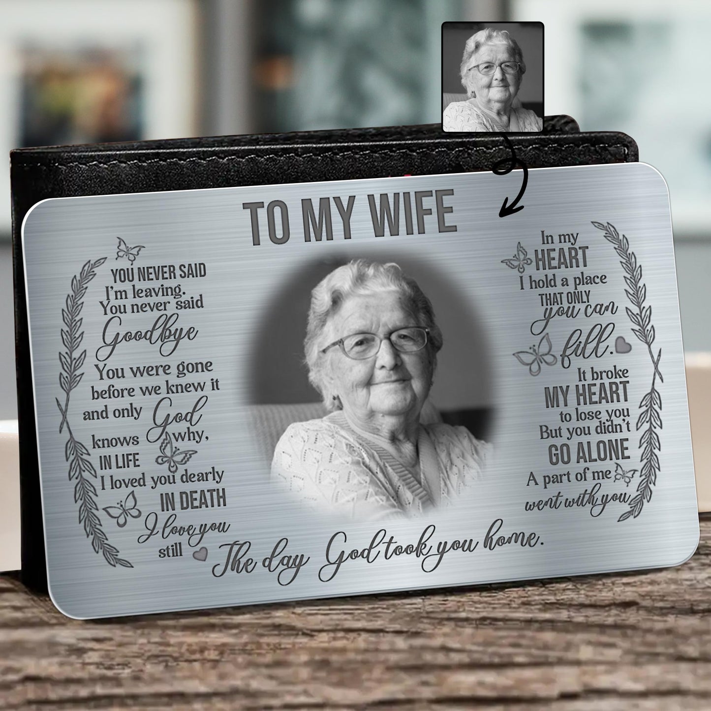 To My Wife, The Day God Took You Home With Laurel Wreath Design