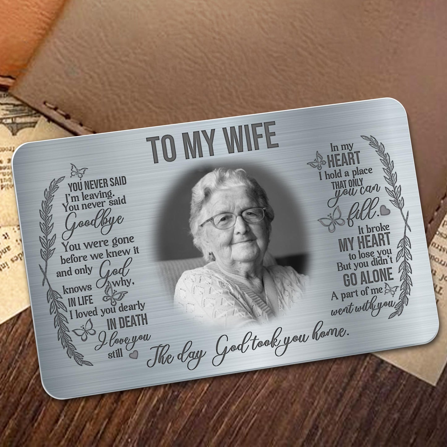 To My Wife, The Day God Took You Home With Laurel Wreath Design