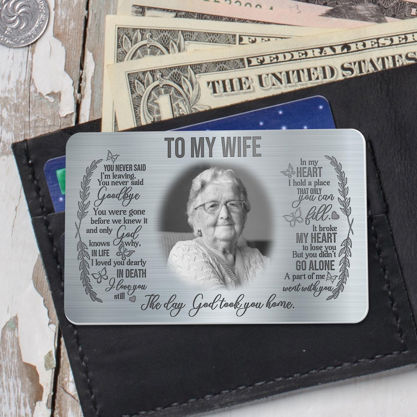 To My Wife, The Day God Took You Home With Laurel Wreath Design