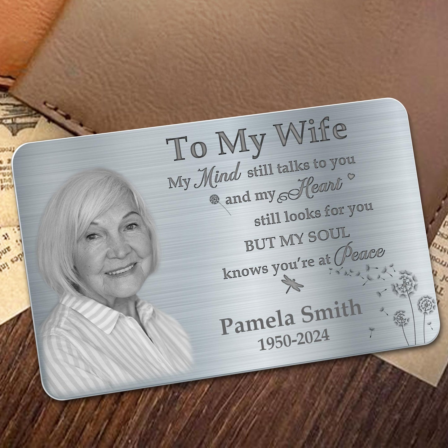 To My Wife, My Mind Talks To You, Peaceful Soul Message - Personalized Aluminum Wallet Card - WIF039_ALCA