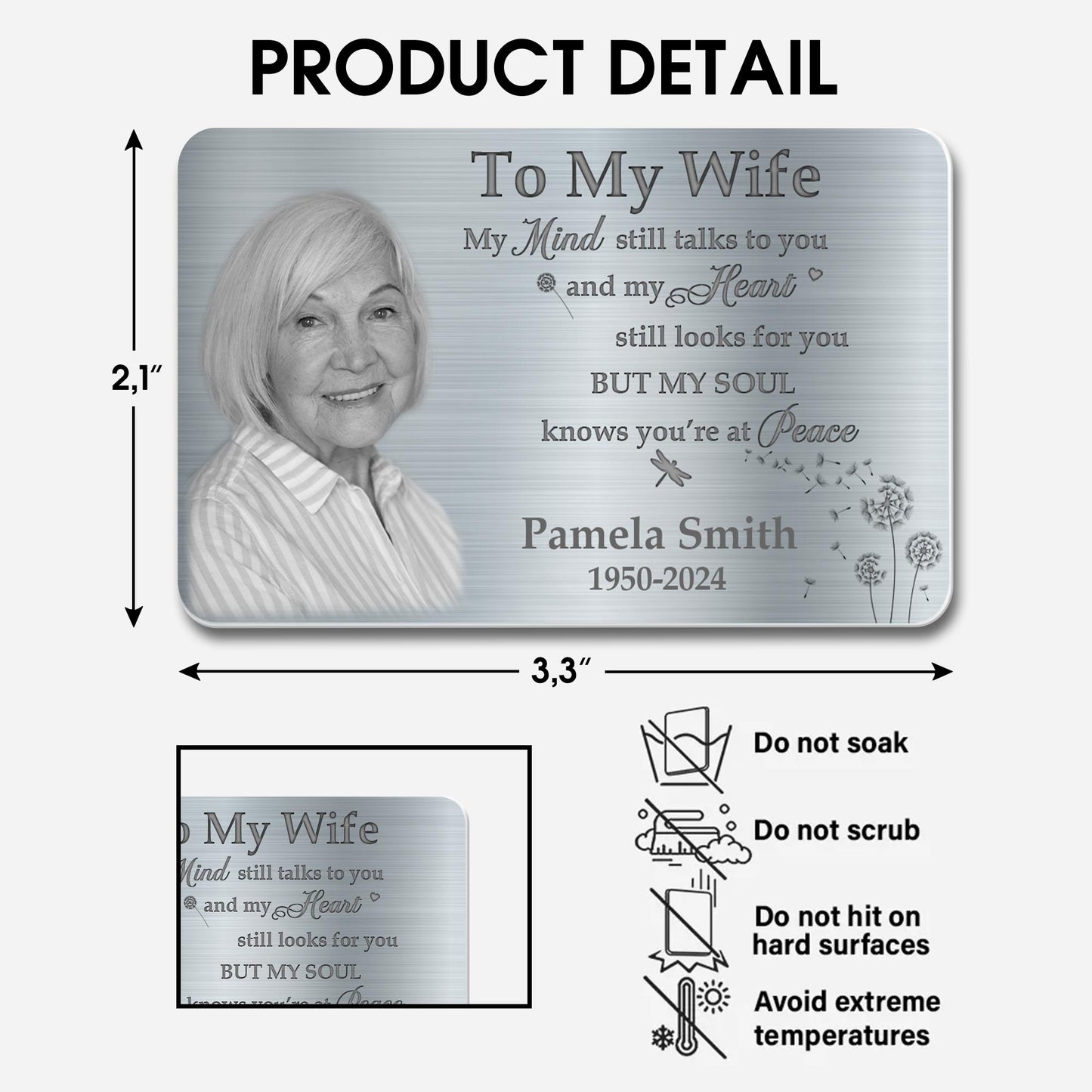 To My Wife, My Mind Talks To You, Peaceful Soul Message - Personalized Aluminum Wallet Card - WIF039_ALCA