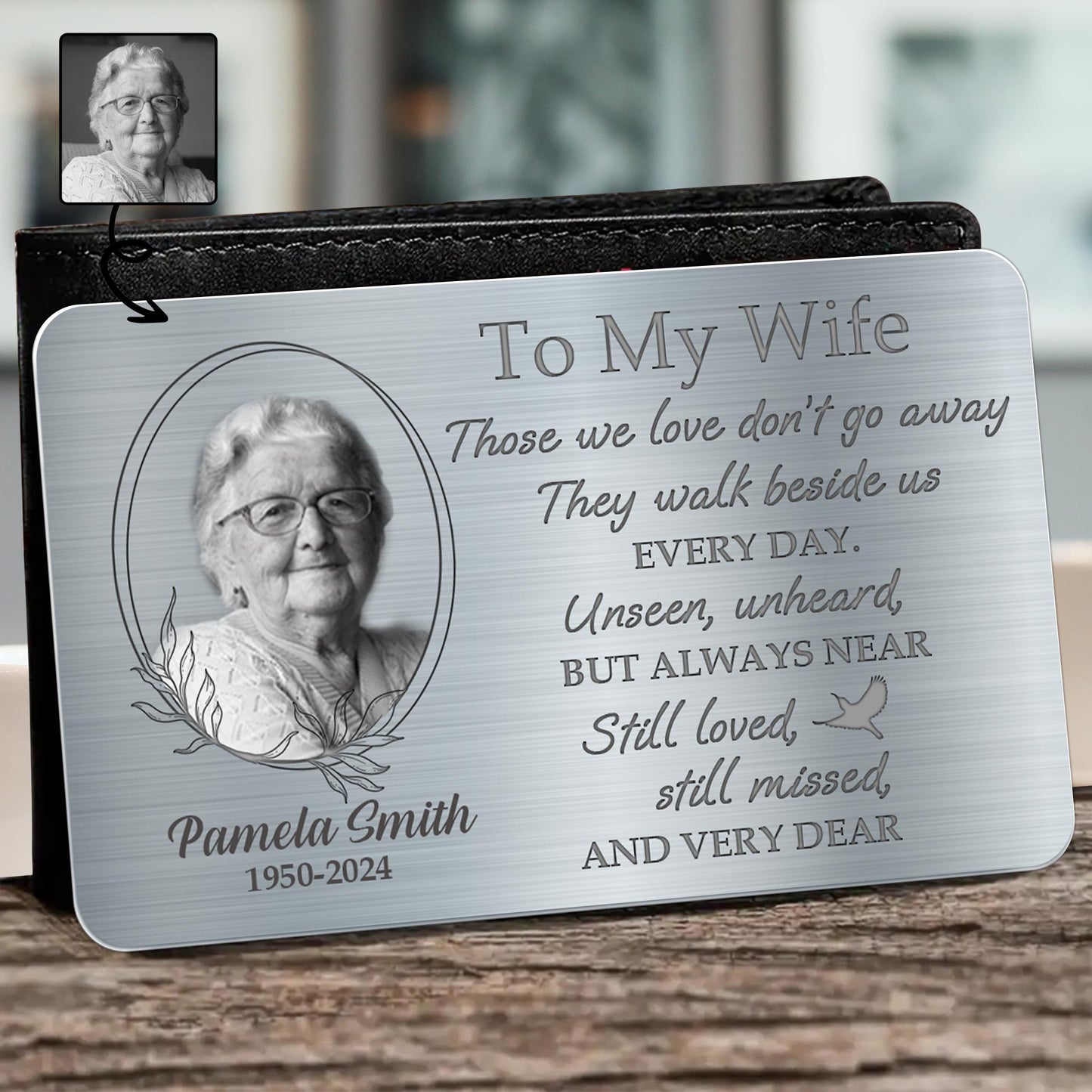 To My Wife, Loved And Missed Every Day, Dove And Floral Design