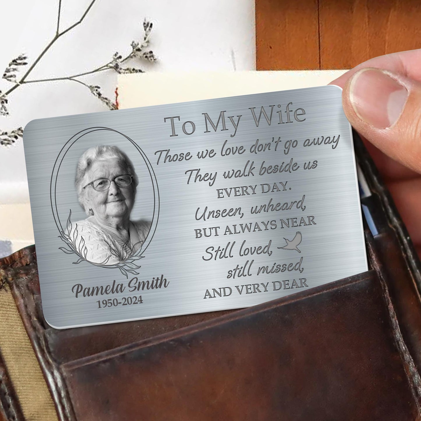 To My Wife, Loved And Missed Every Day, Dove And Floral Design