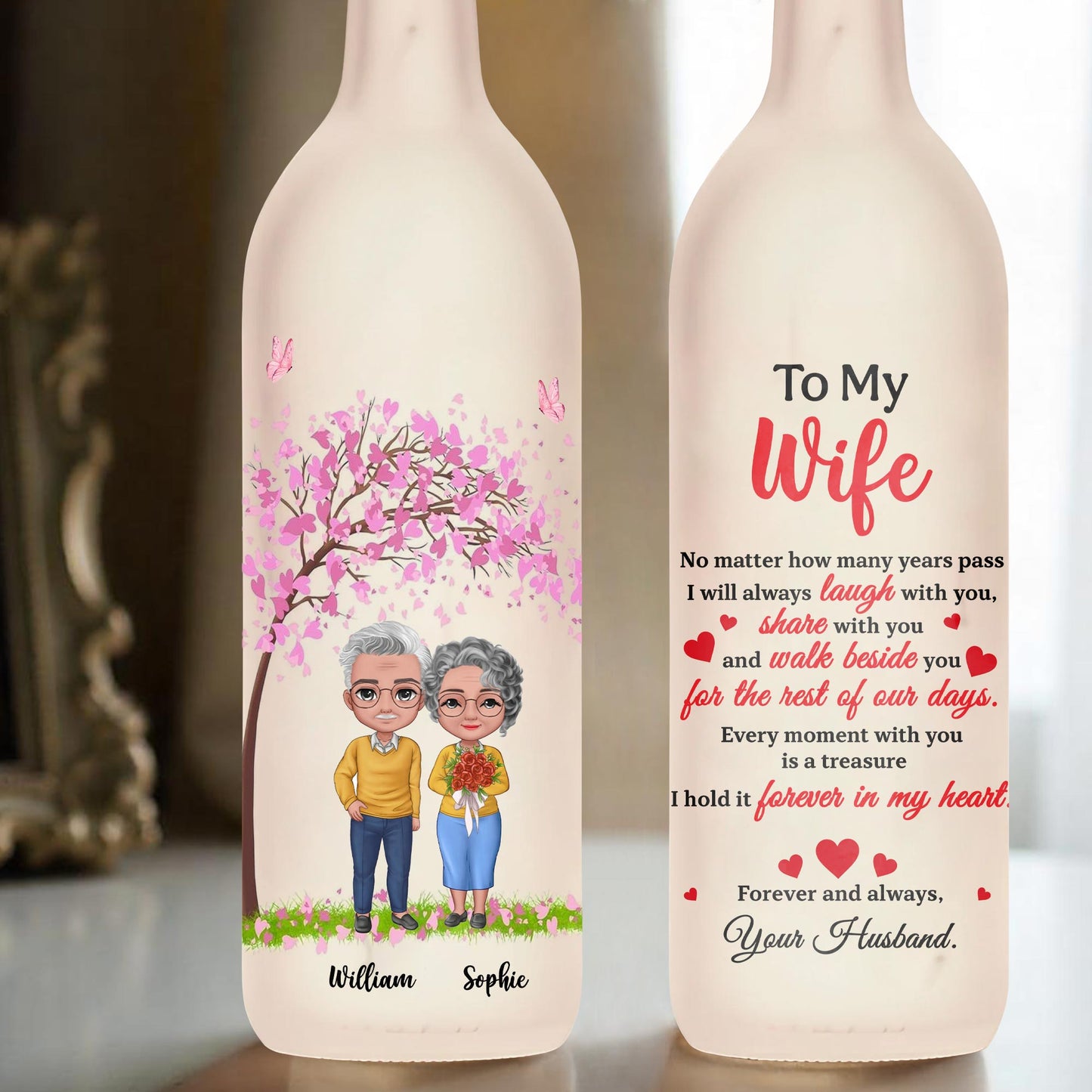 To My Wife, No Matter How Many Years Pass, Couple And Hearts