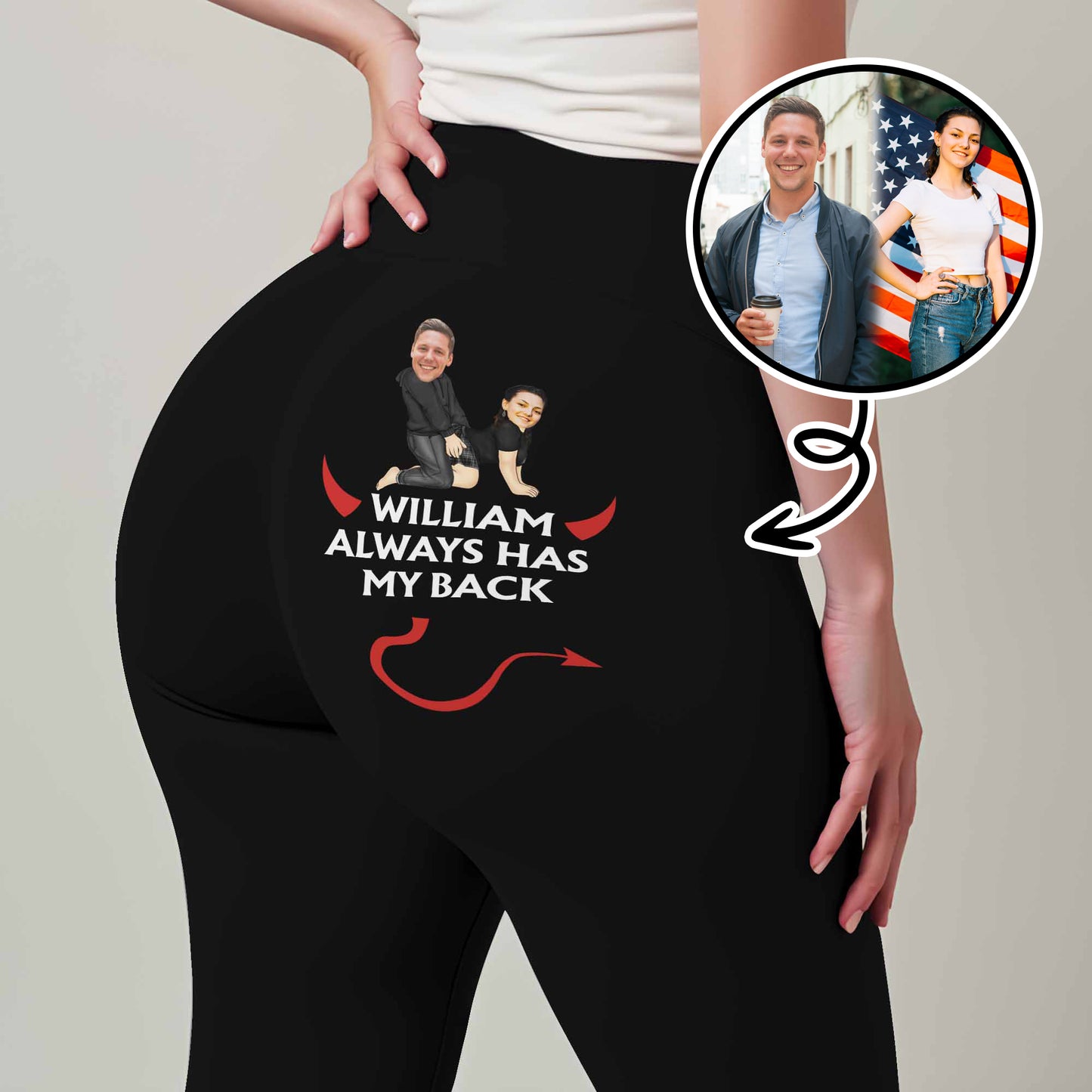 Always Has My Back, Two People Sitting Back-to-Back - Personalized Women Leggings - WIF046_WLEG