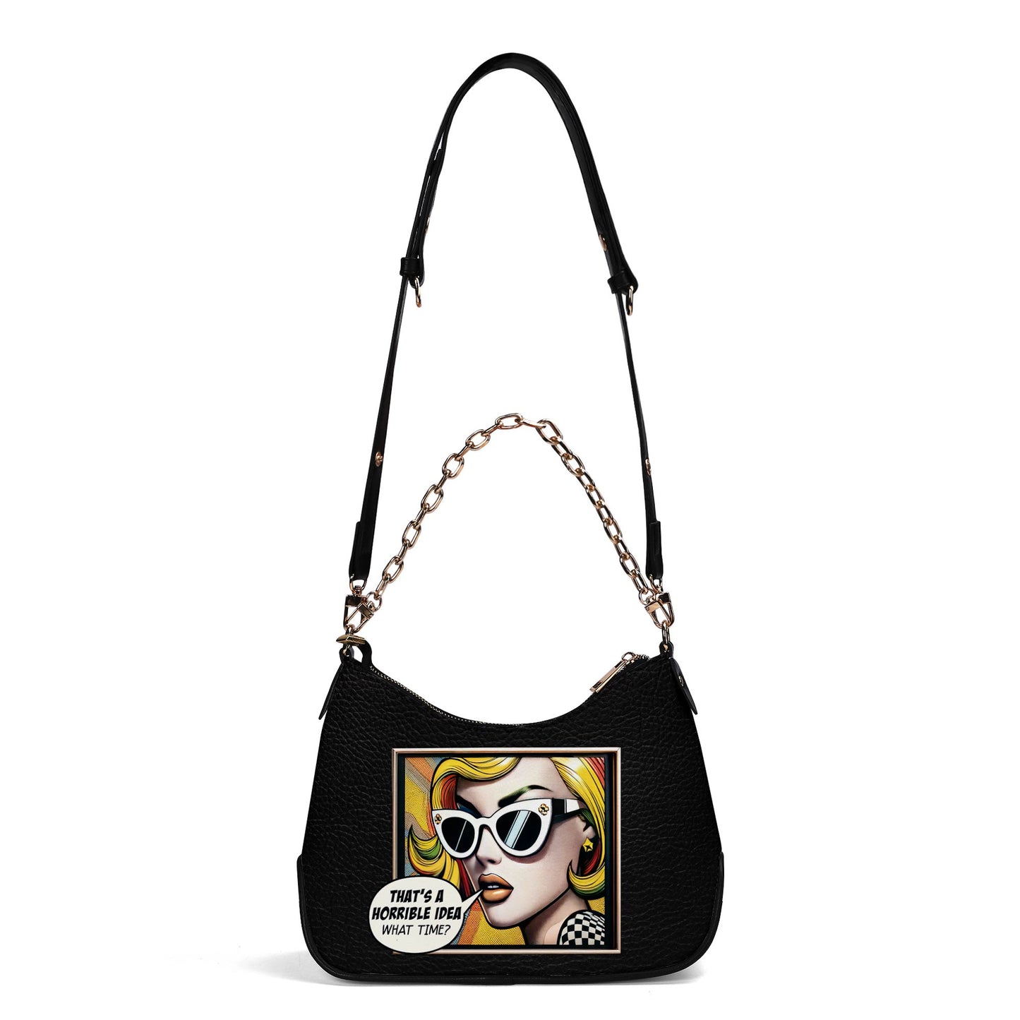 À quelle heure ? - Sac à main bandoulière personnalisé avec chaîne - WT01CH