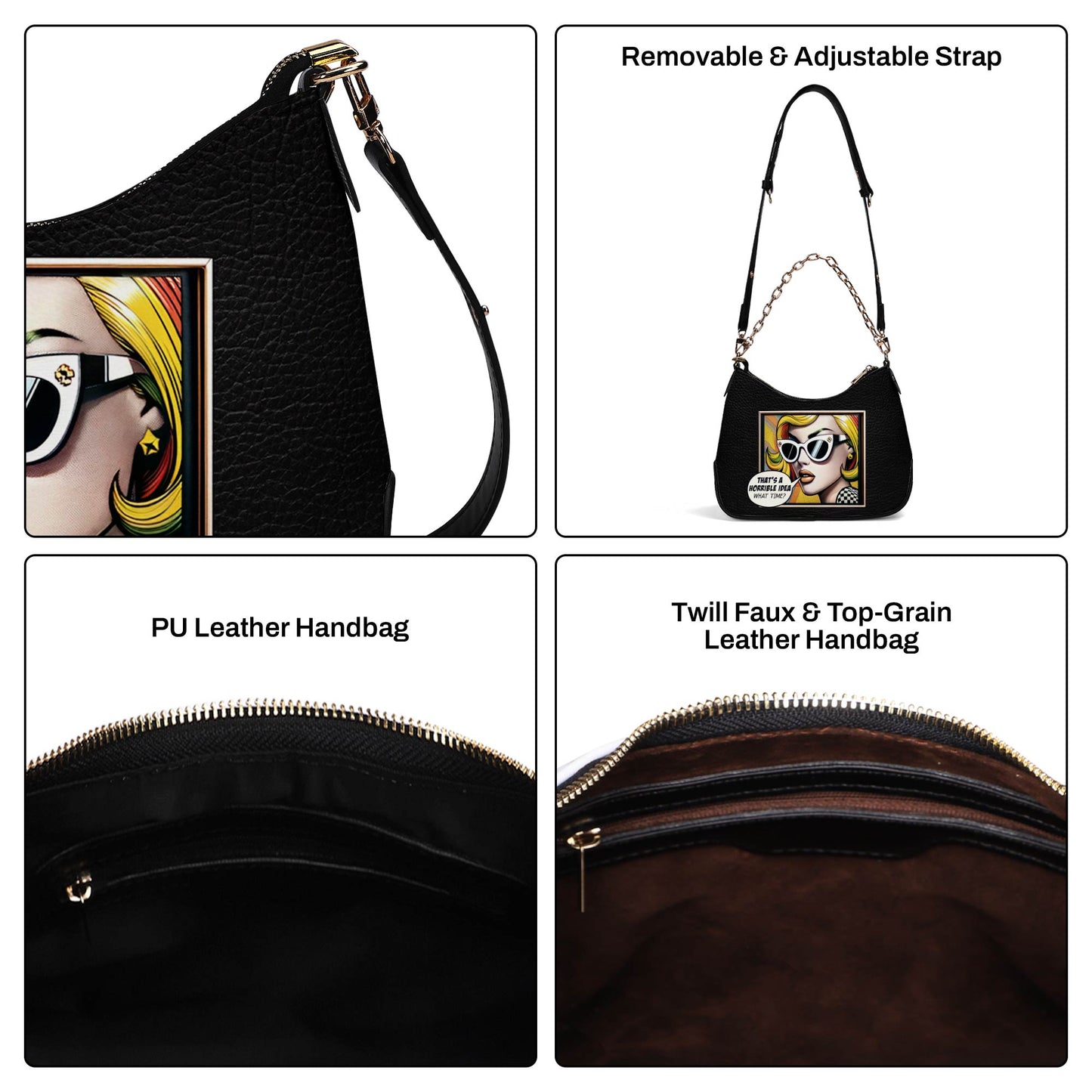 À quelle heure ? - Sac à main bandoulière personnalisé avec chaîne - WT01CH