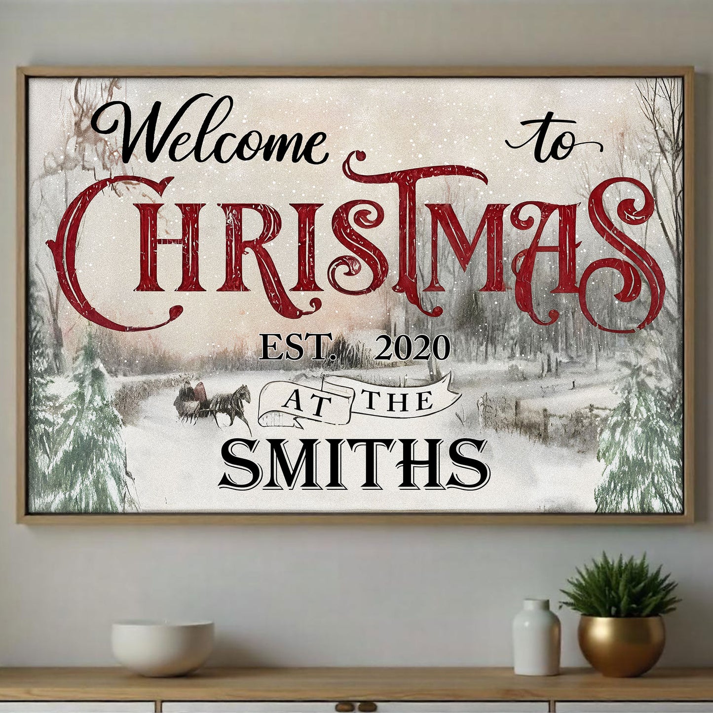 Welcome To Christmas, Winter Landscape And Script