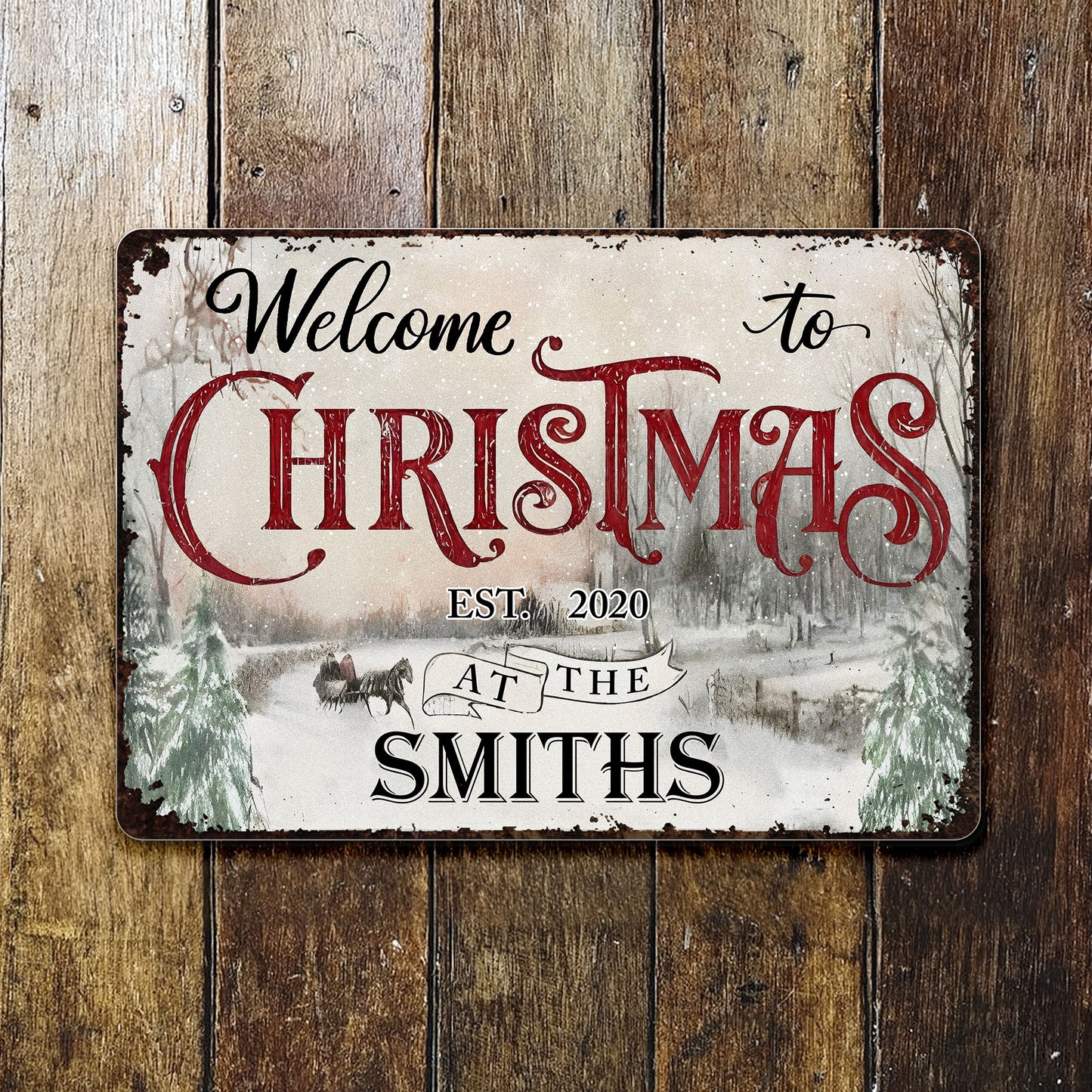Welcome To Christmas, Winter Scene With Sleigh