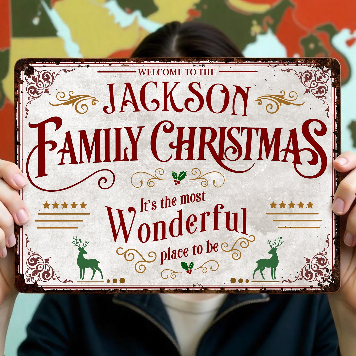 Welcome To The Family Christmas, Most Wonderful Place To Be - Personalized Metal Sign - XMAS010_MSIGN