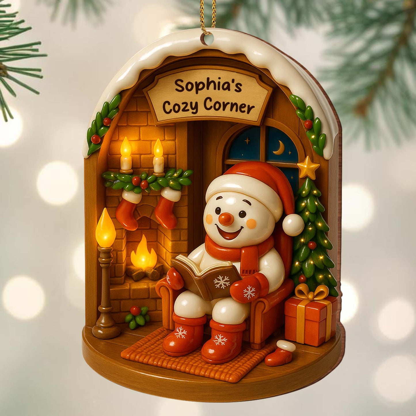 Create A Warm And Cozy Corner This Holiday Season - Personalized Custom Wood Ornament, Custom Shaped - XMAS040_WDO