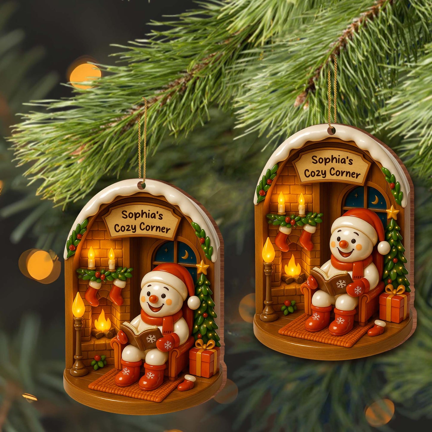 Create A Warm And Cozy Corner This Holiday Season - Personalized Custom Wood Ornament, Custom Shaped - XMAS040_WDO