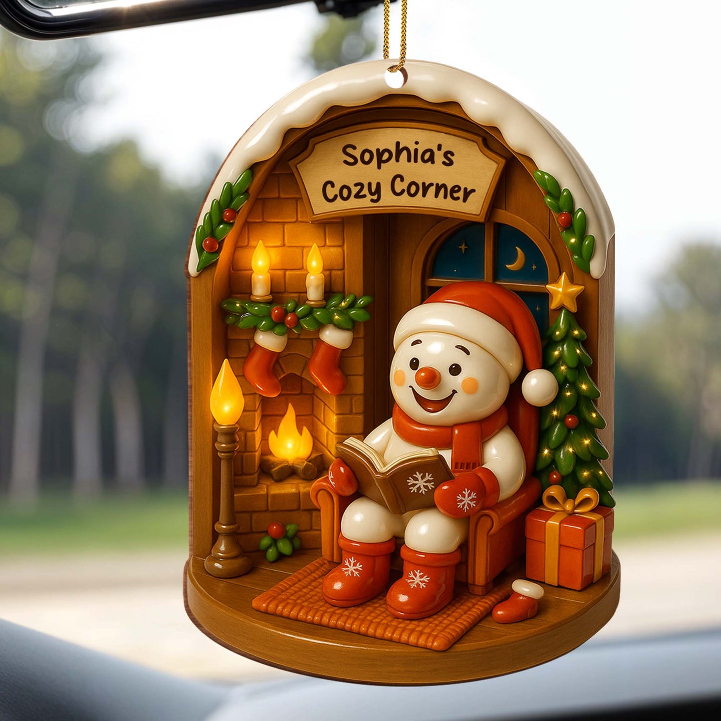 Create A Warm And Cozy Corner This Holiday Season - Personalized Custom Wood Ornament, Custom Shaped - XMAS040_WDO