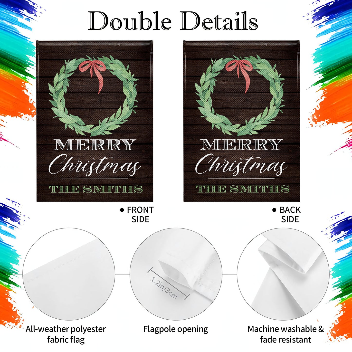 Merry Christmas Wreath On Wooden Background