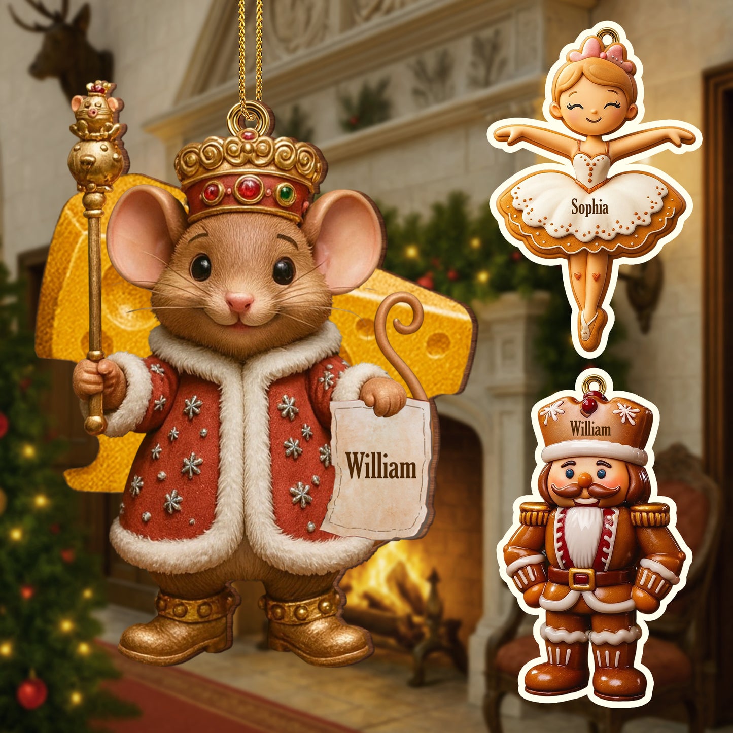 Cheerful Holiday Décor Featuring Mouse King, Nutcracker, and Ballerina