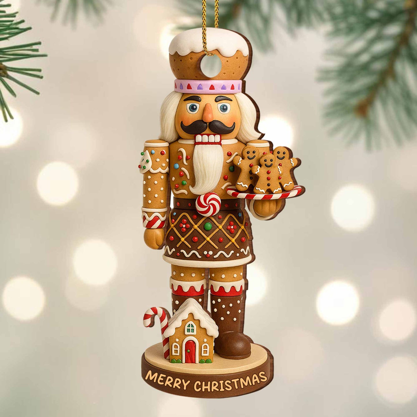 Merry Christmas Nutcracker With Gingerbread And Candy Cane