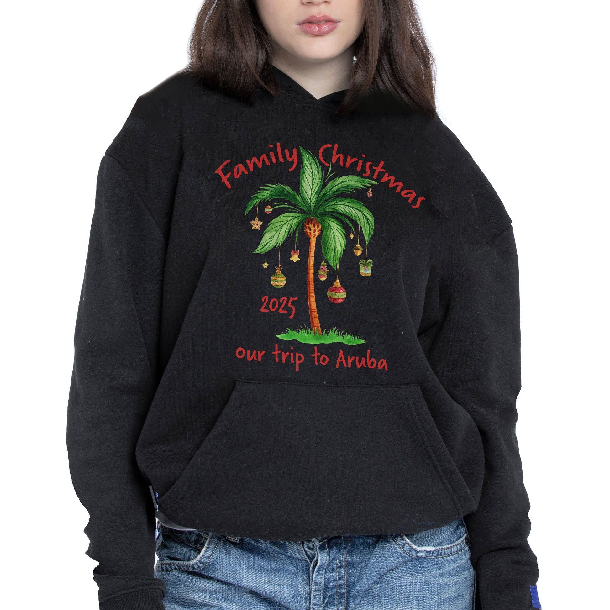 Family Christmas Palm Tree With Ornaments Design