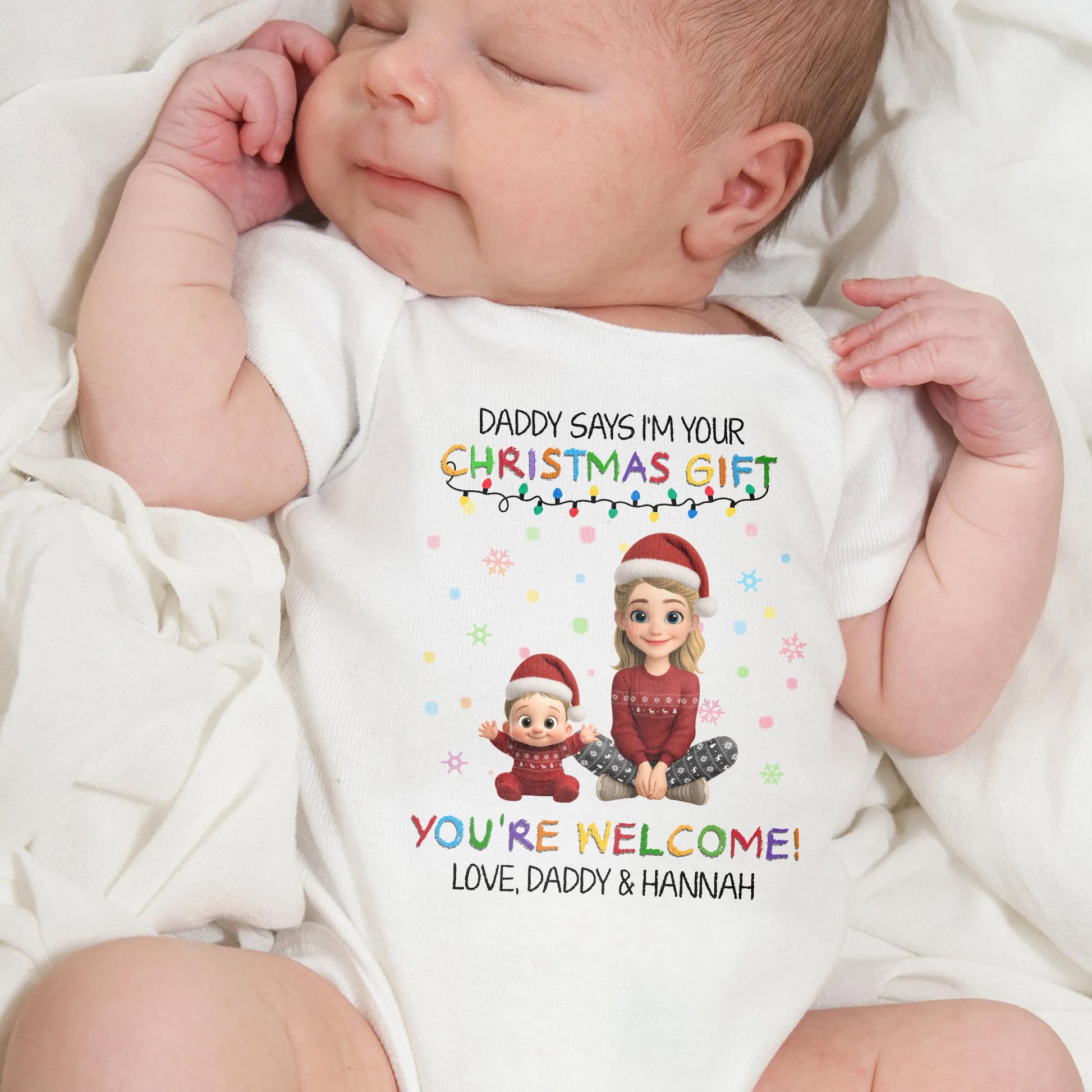 Daddy Says I'm Your Christmas Gift With Cute Cartoon Figures