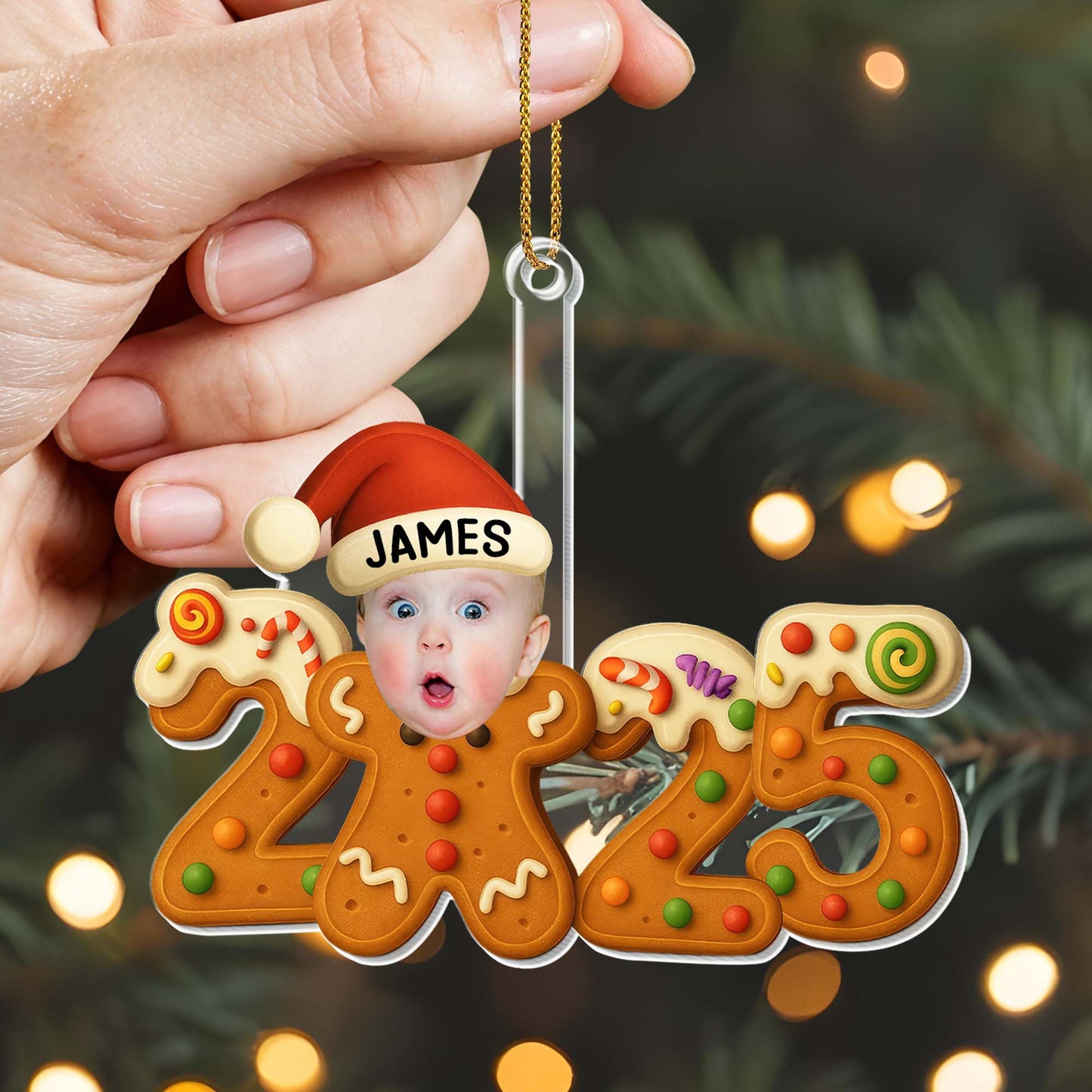Celebrate The Joyful Christmas Spirit, Baby And Gingerbread - Personalized Custom Acrylic Ornament, Christmas Gift - XMAS113_ACO