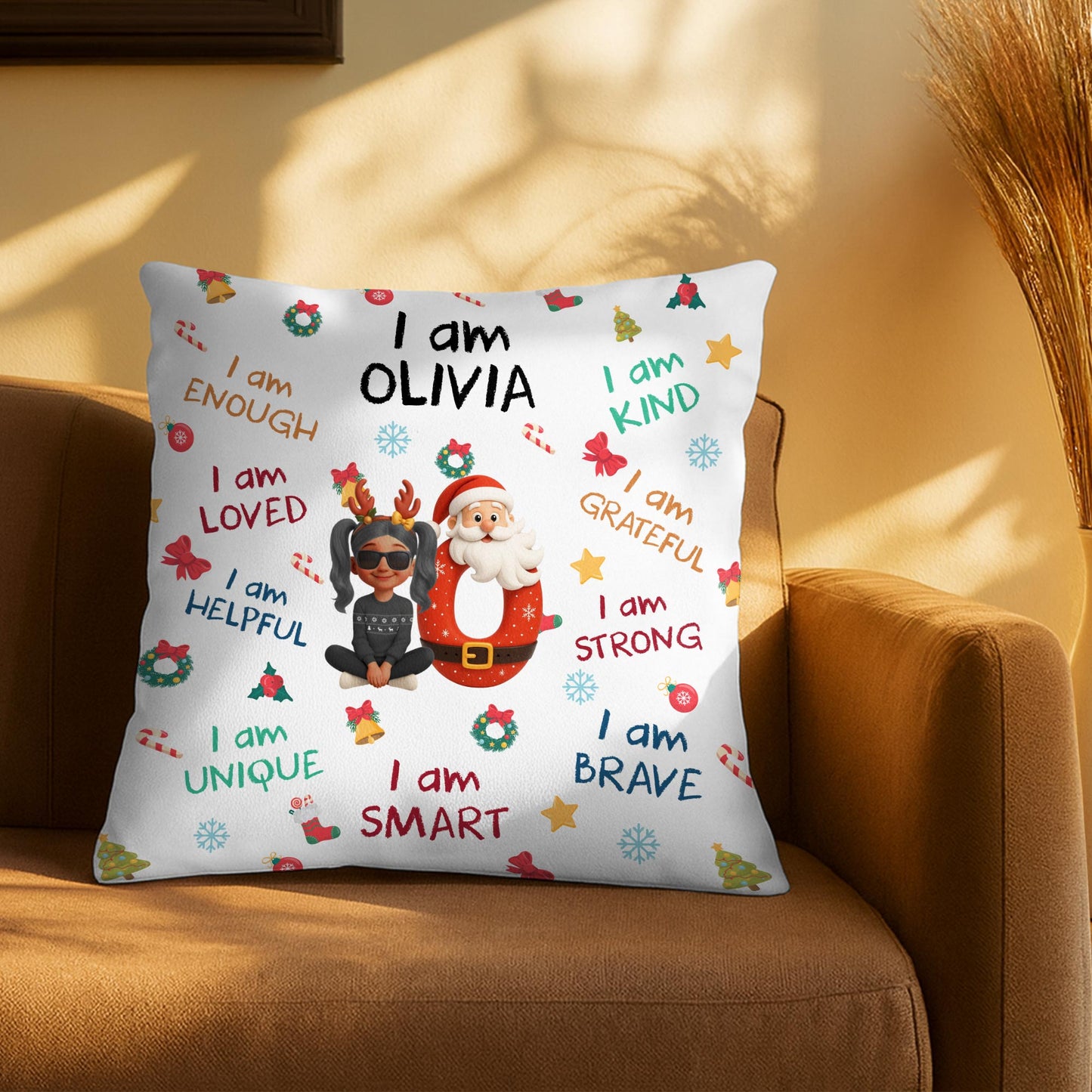 I Am Enough, Loved, Helpful, Unique, Smart With Santa And Elf