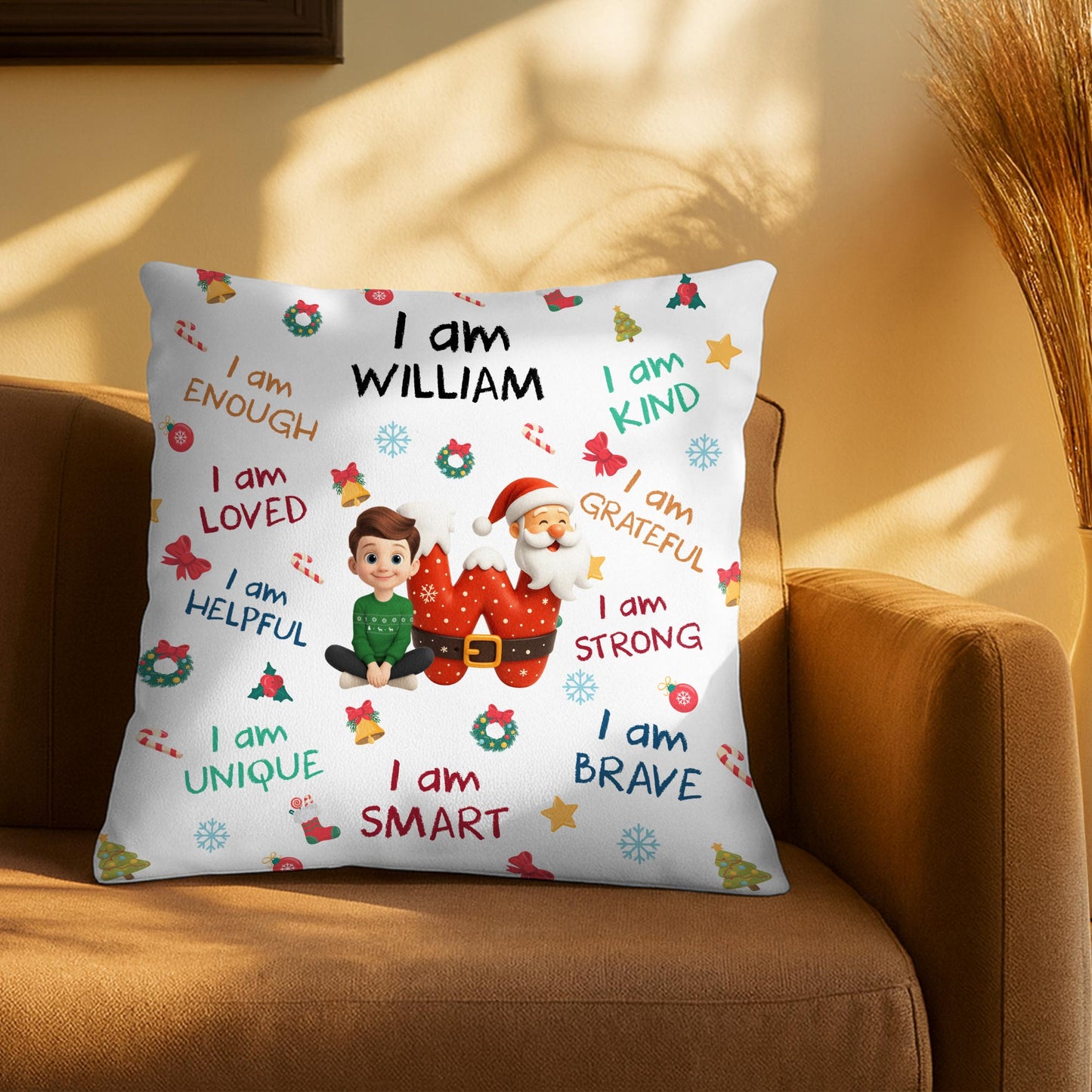 I Am Enough, Loved, Helpful, Unique, Smart With Santa And Elf