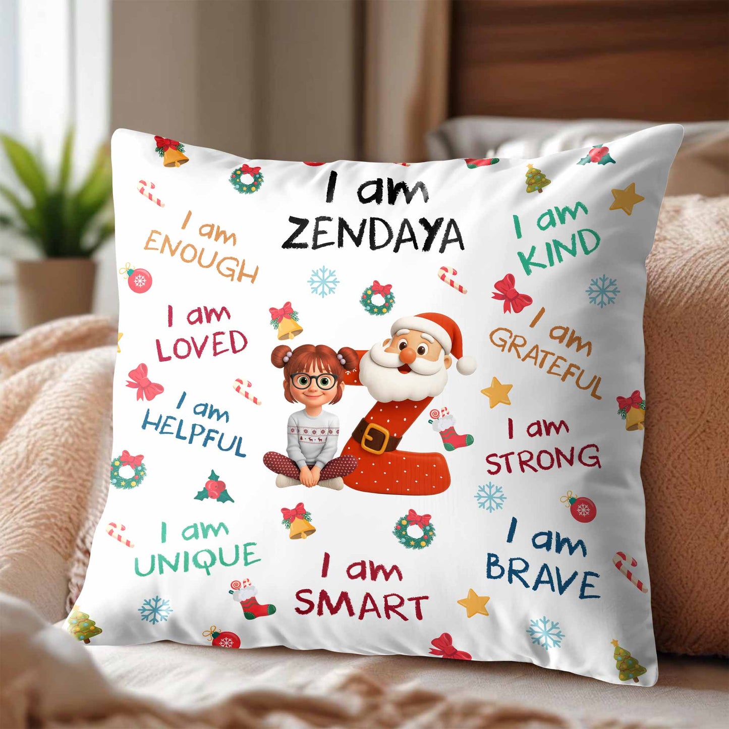 I Am Enough, Loved, Helpful, Unique, Smart With Santa And Elf