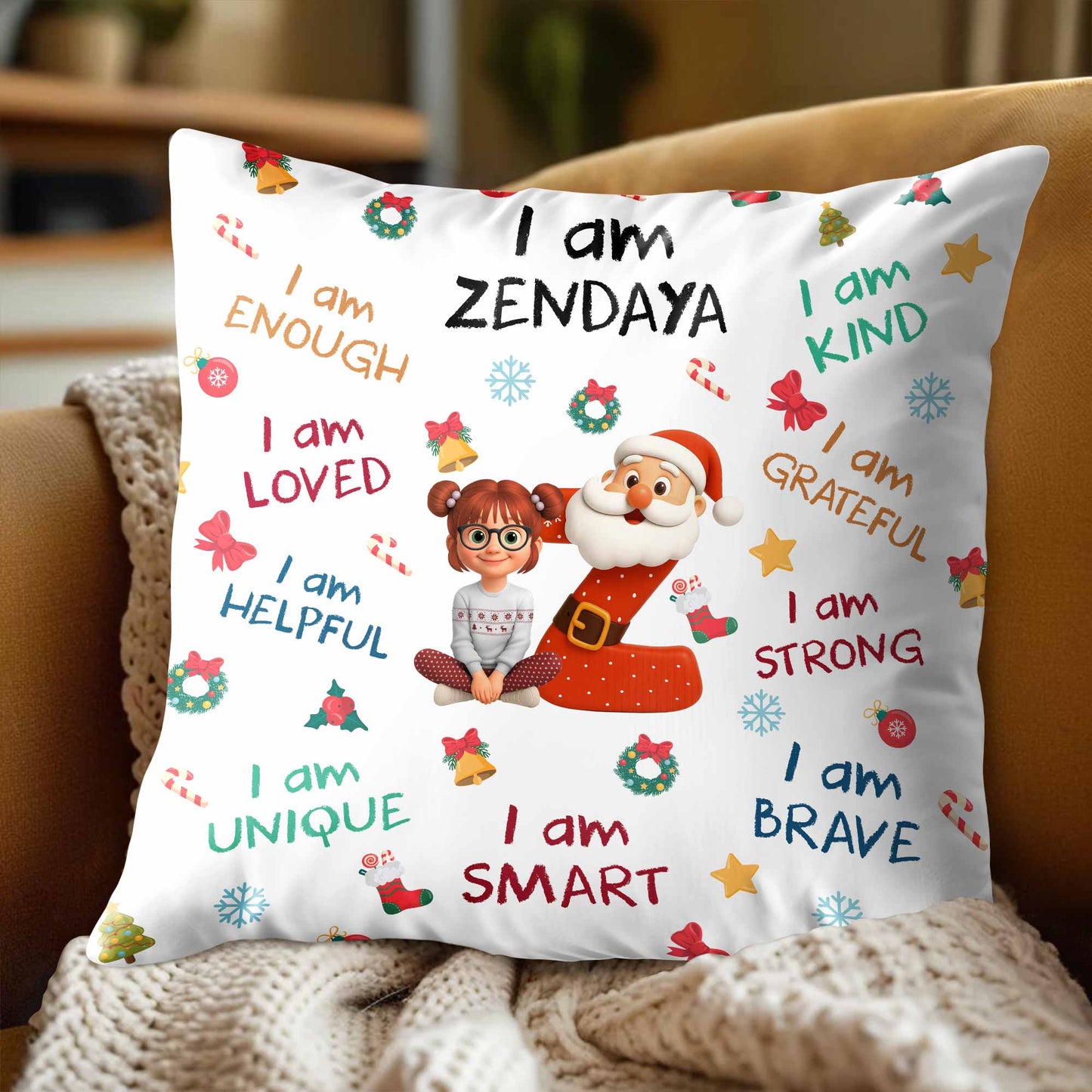 I Am Enough, Loved, Helpful, Unique, Smart With Santa And Elf