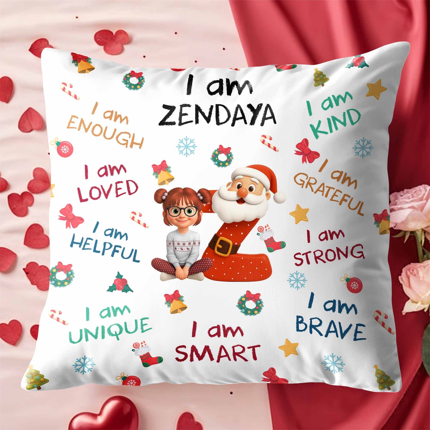 I Am Enough, Loved, Helpful, Unique, Smart With Santa And Elf