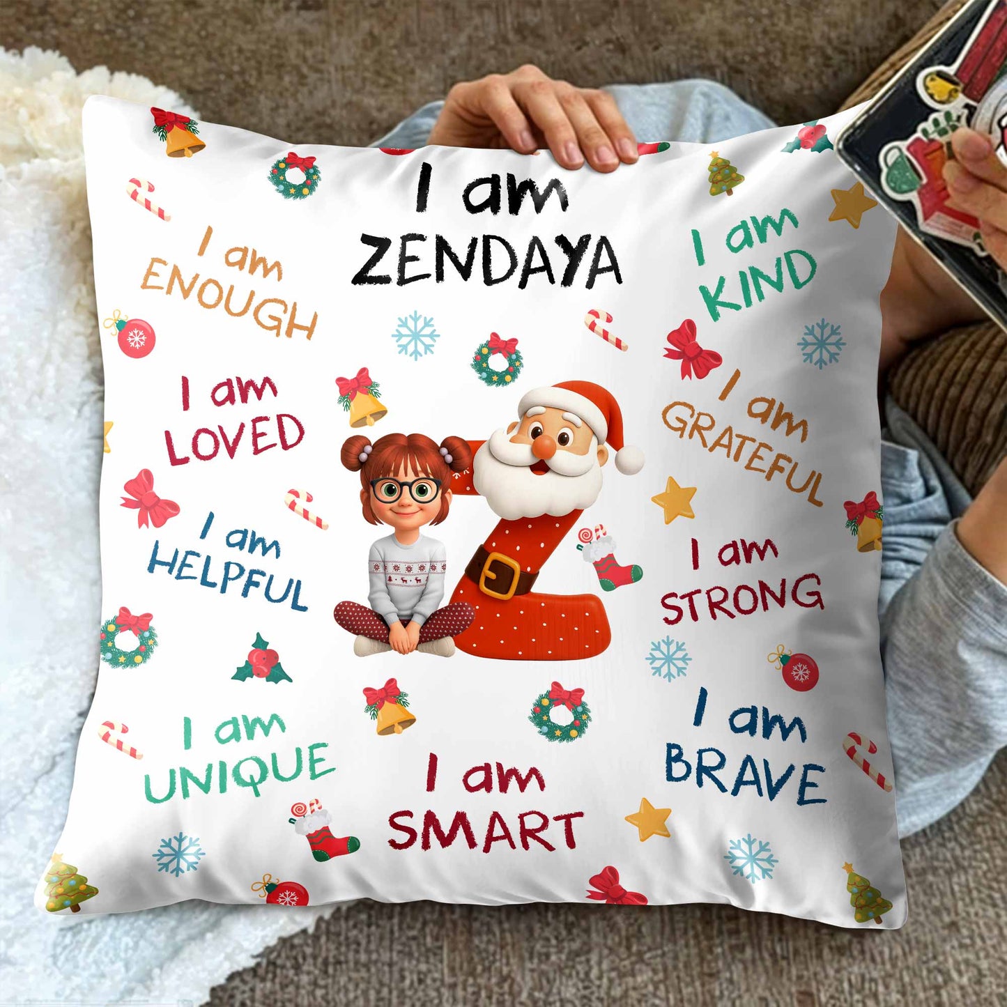 I Am Enough, Loved, Helpful, Unique, Smart With Santa And Elf
