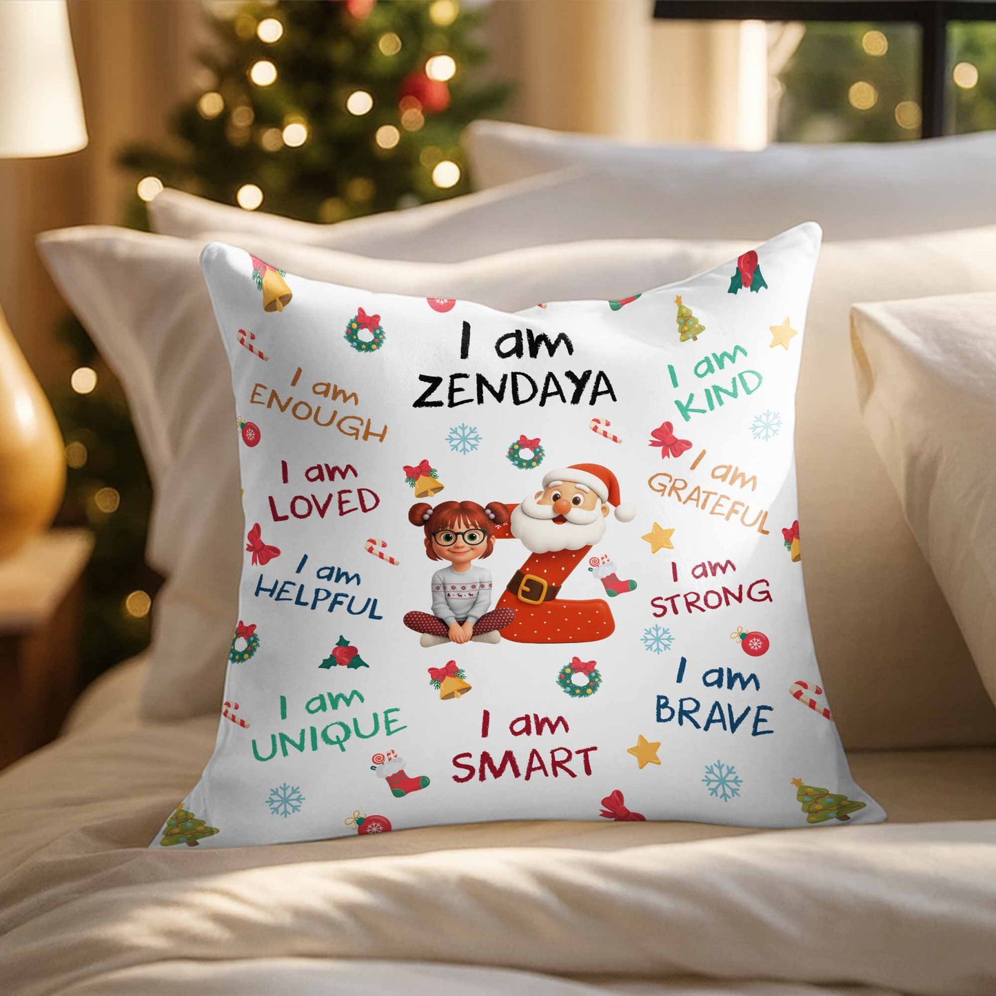 I Am Enough, Loved, Helpful, Unique, Smart With Santa And Elf