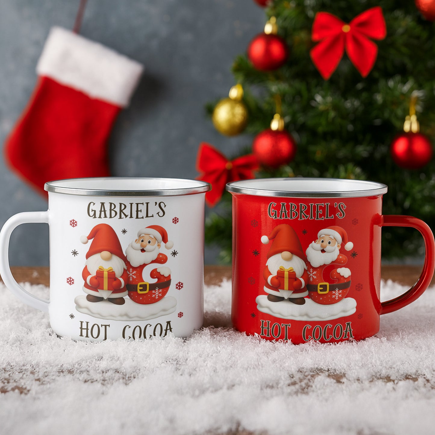 Personalized Hot Cocoa Mug With Santa And Gifts