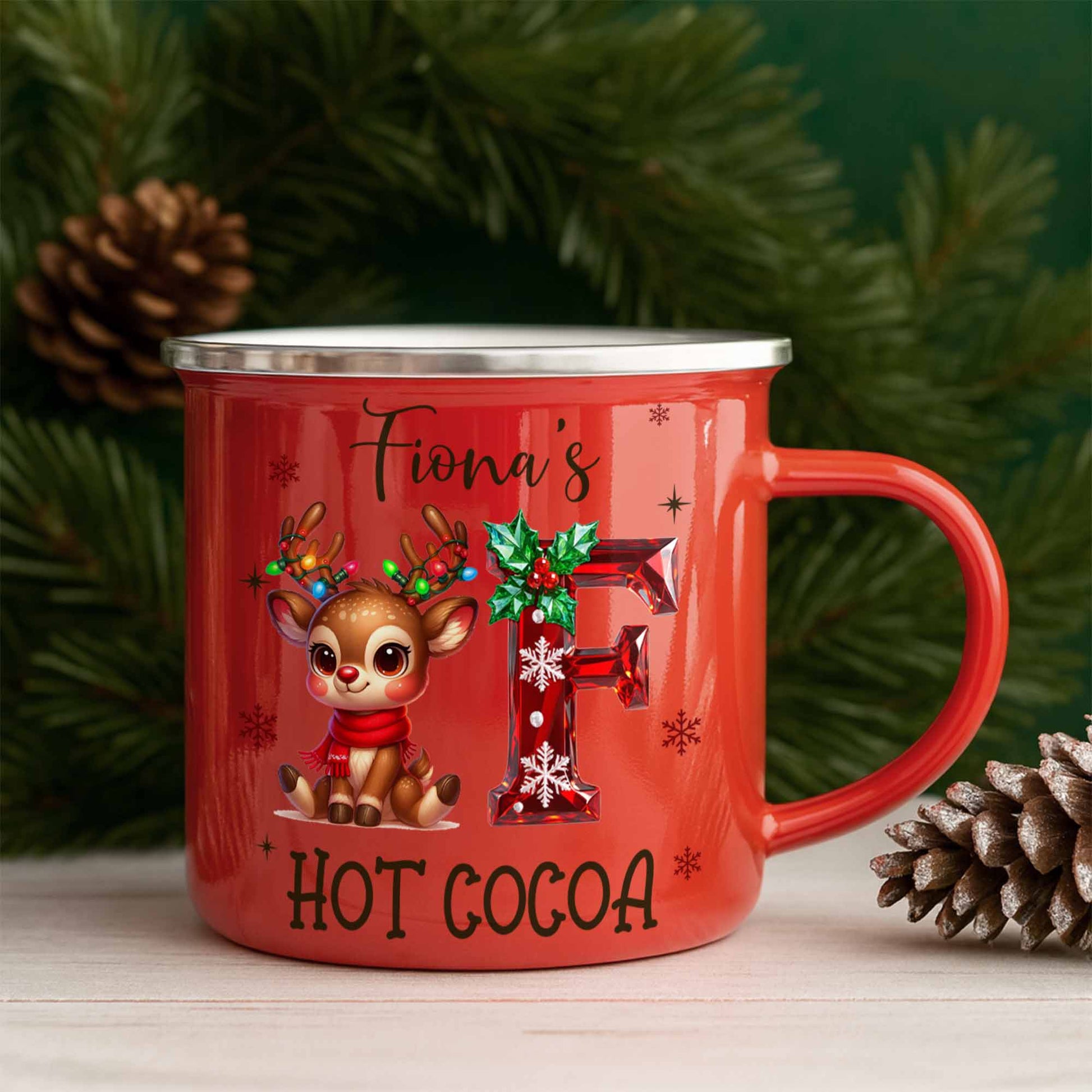 Steaming Hot Cocoa To Warm Your Heart, Reindeer And Candy Cane