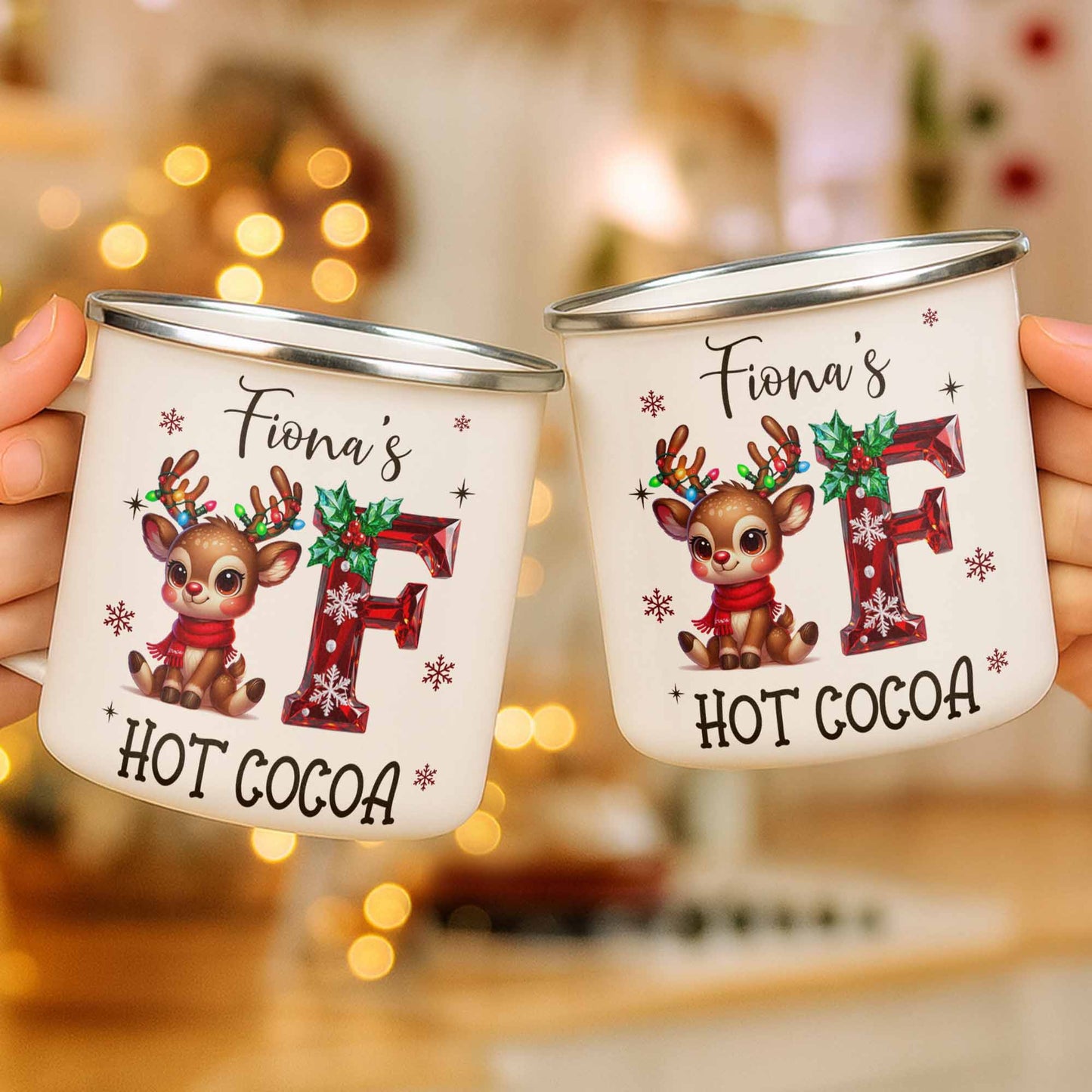 Steaming Hot Cocoa To Warm Your Heart, Reindeer And Candy Cane