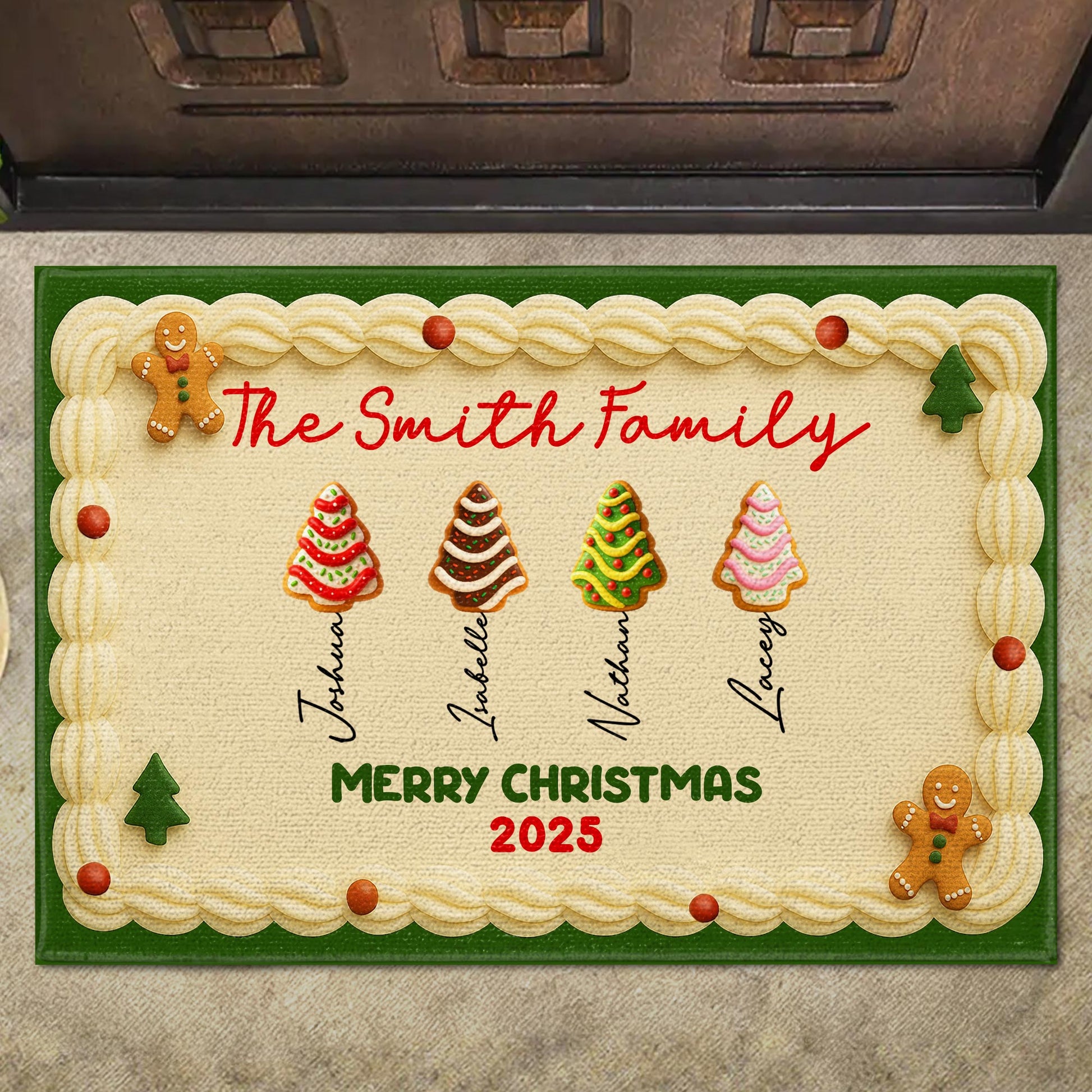 Merry Christmas Gingerbread Man And Christmas Trees