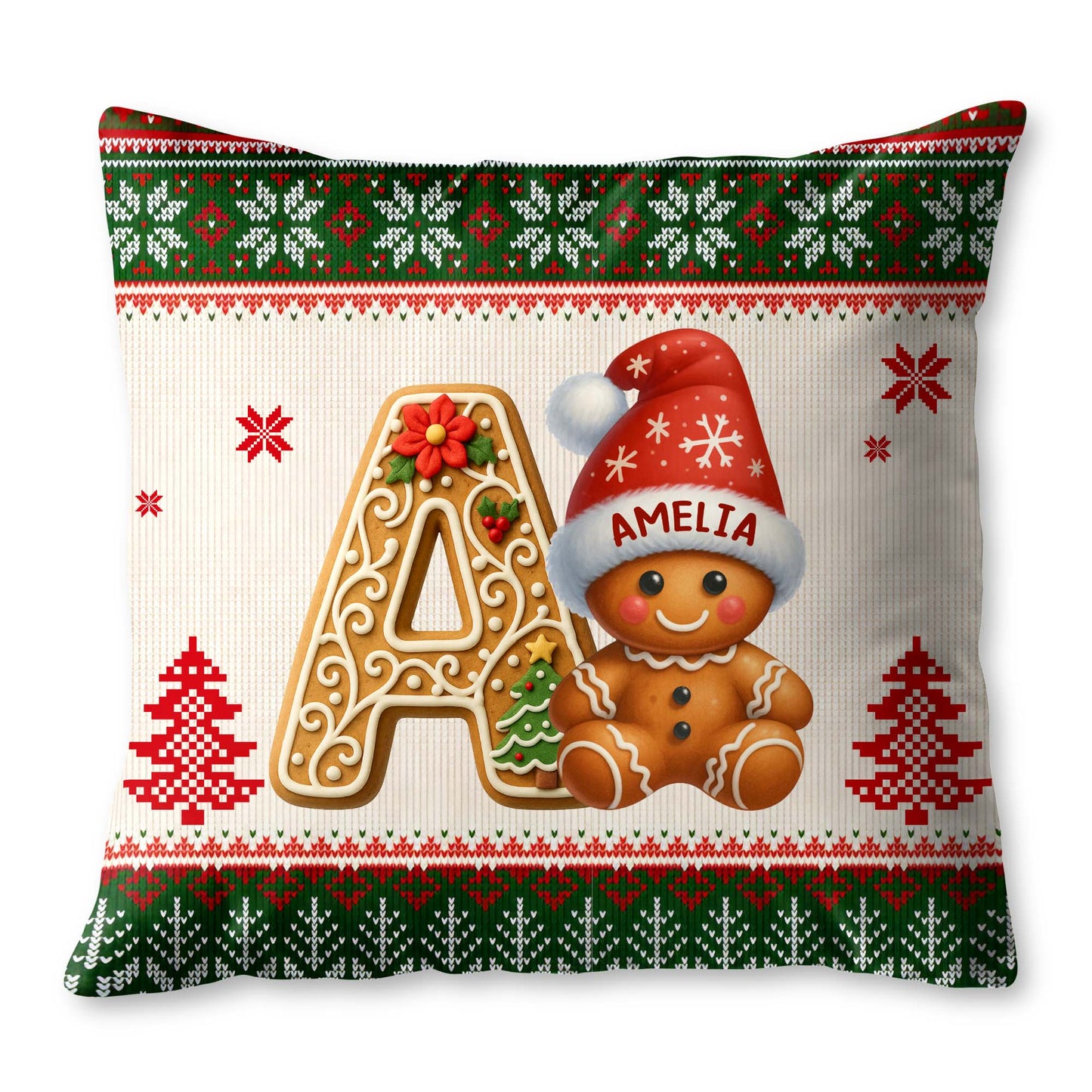 Holiday Joy With Charming Gingerbread And Festive Decorations - Personalized Custom Pillow, Insert Included - XMAS137_PLW