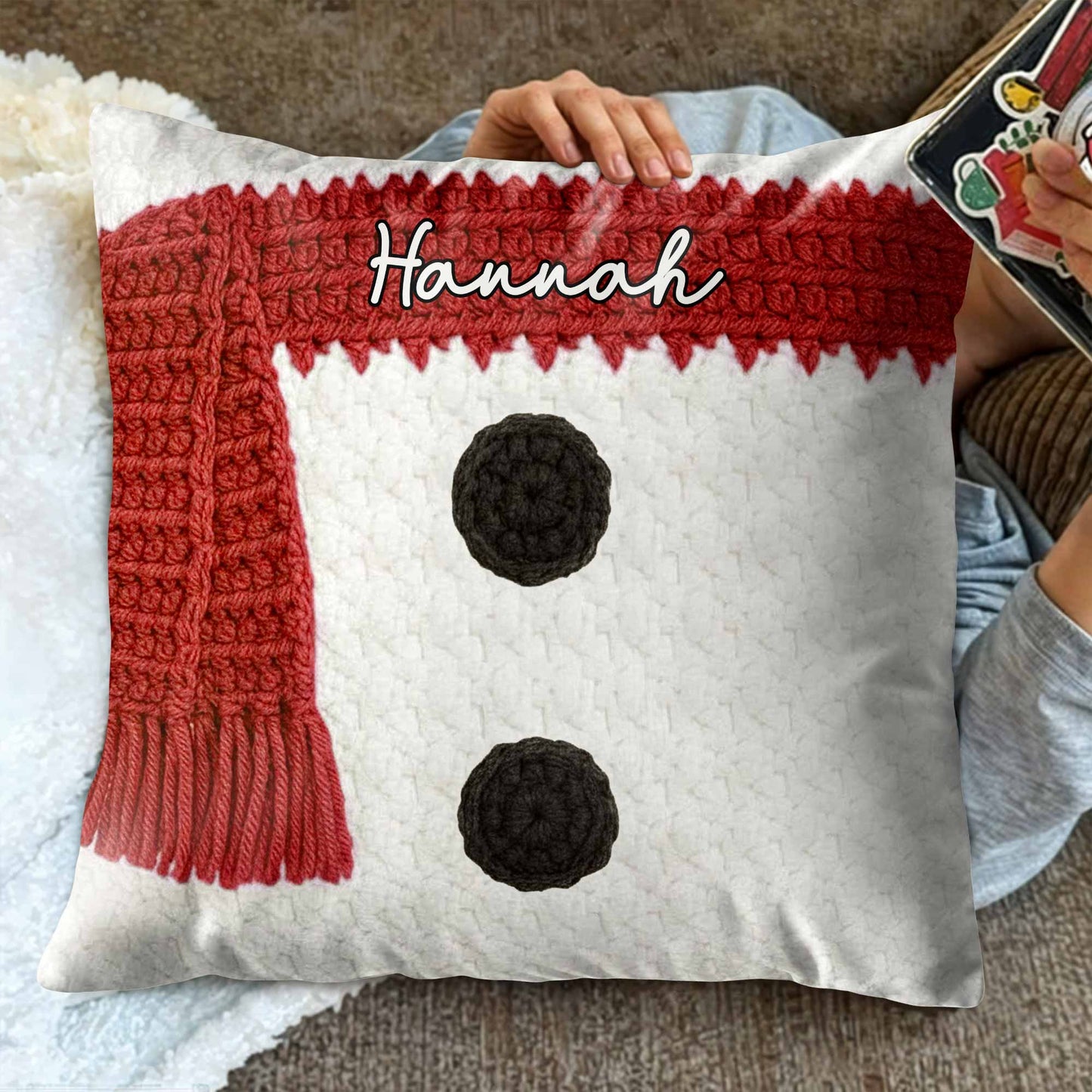 Customizable Knitted Snowman Scarf Design