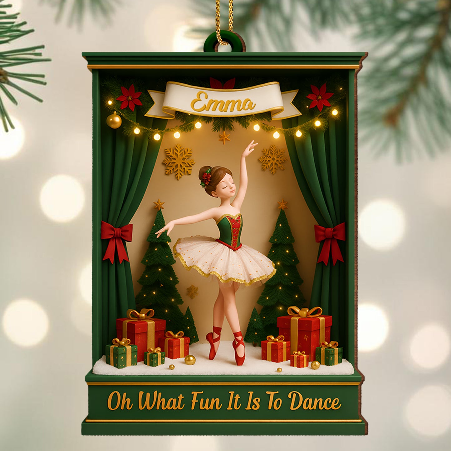 Oh What Fun It Is To Dance With Ballet Dancer And Christmas Tree