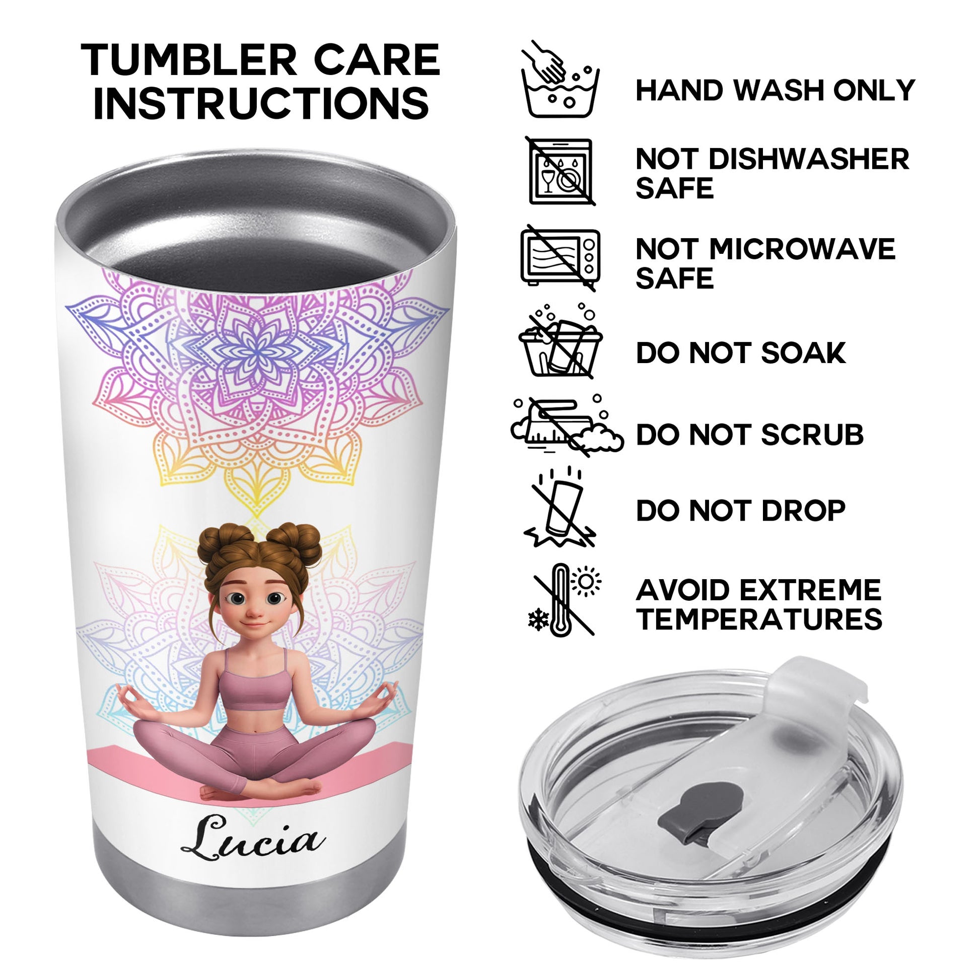 I Am Divine Intuitive Expressive, Mandala And Meditating Girl Tumbler