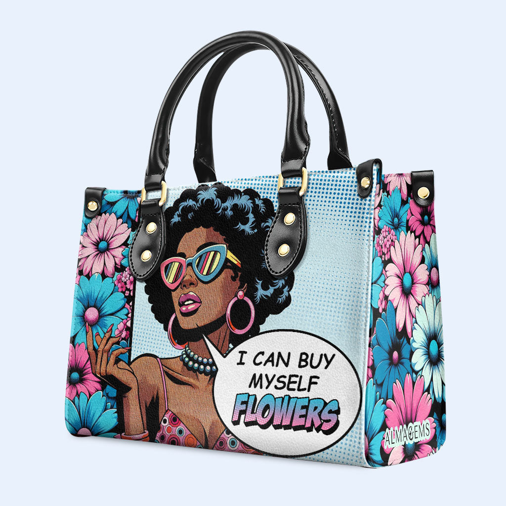 Je peux m'acheter des fleurs - Sac à main en cuir personnalisé - buyf01