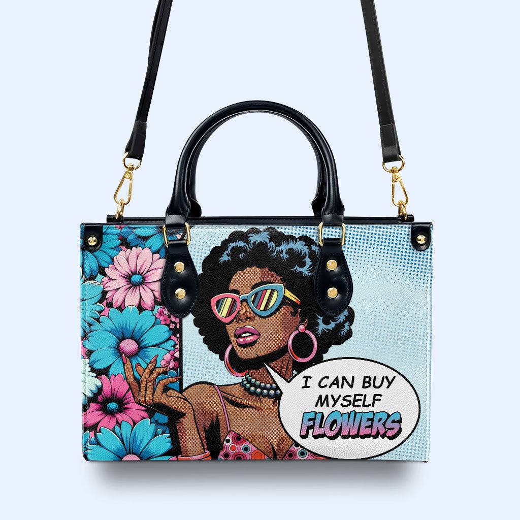 Je peux m'acheter des fleurs - Sac à main en cuir personnalisé - buyf01