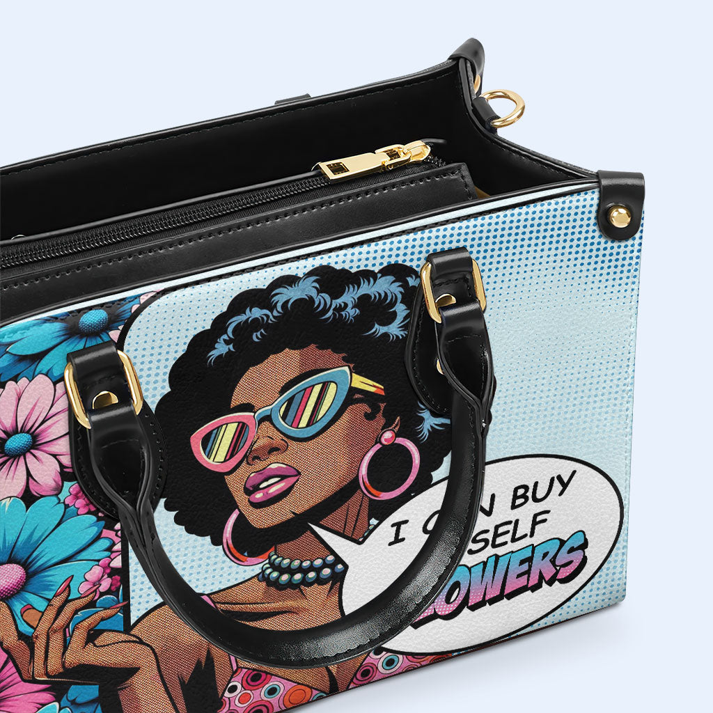 Je peux m'acheter des fleurs - Sac à main en cuir personnalisé - buyf01